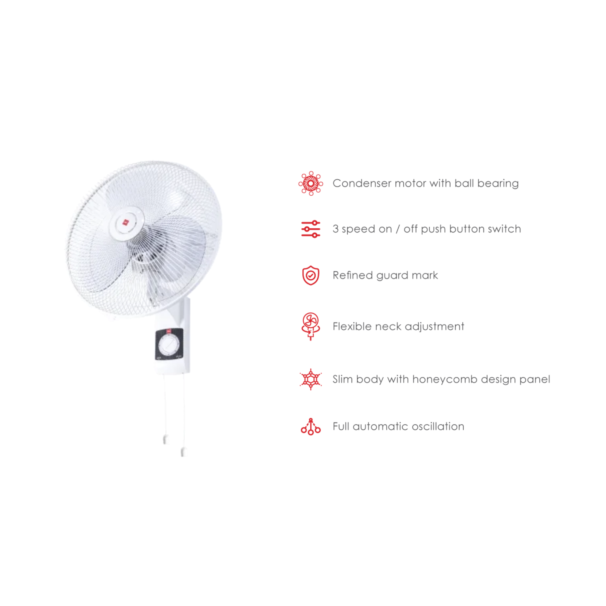 KDK 16" Wall Fan KU408 (White)