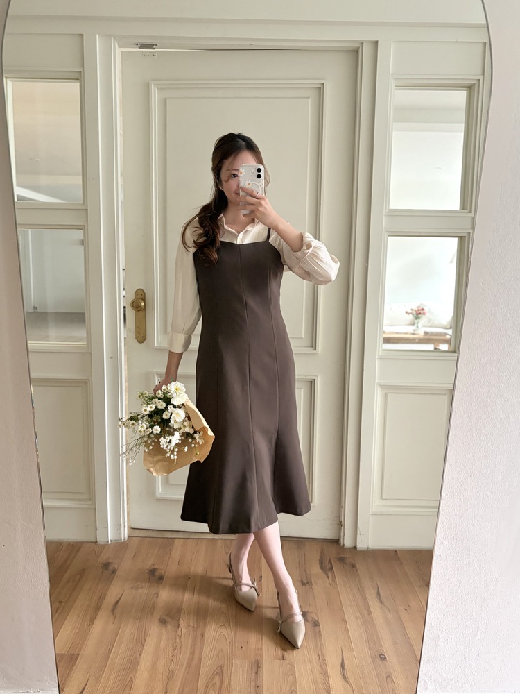 Contour Slip Dress (Brown)