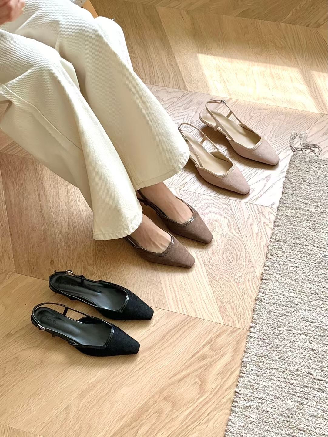 ♥︎秋冬絨面Slingback pumps (踭高4cm)