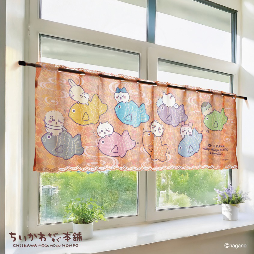 現貨｜Chiikawa ちいかわ 川越店 MOGUMOGU本舖限定 日本製 鯛魚 門簾 窗簾 120x45cm (橙色 CMK031-02)
