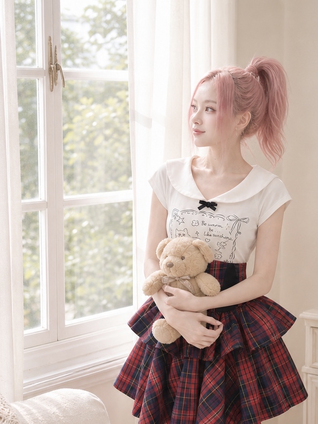 【APV Girliness 】貓咪的午茶童話蕾絲海軍領短袖 TEE Whispering Cat's Teatime Vintage Sailor Tee