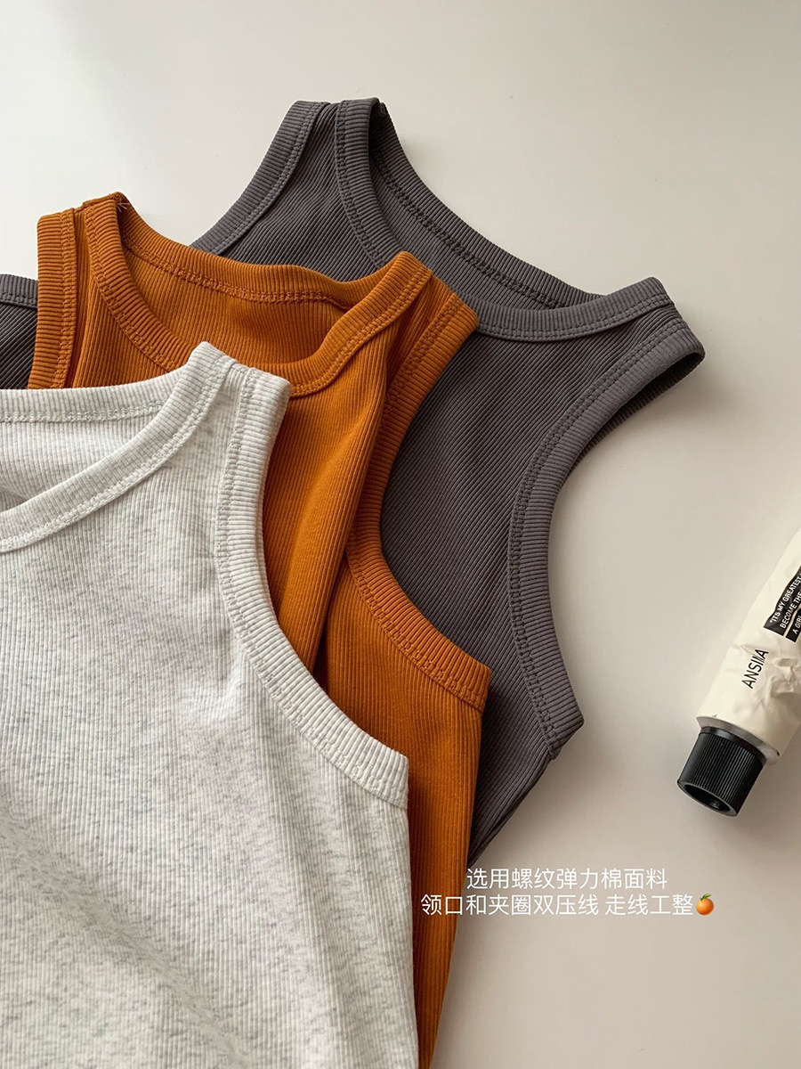 Plain Casual Tank Top 韩版休闲螺纹弹力背心（6 colours)
