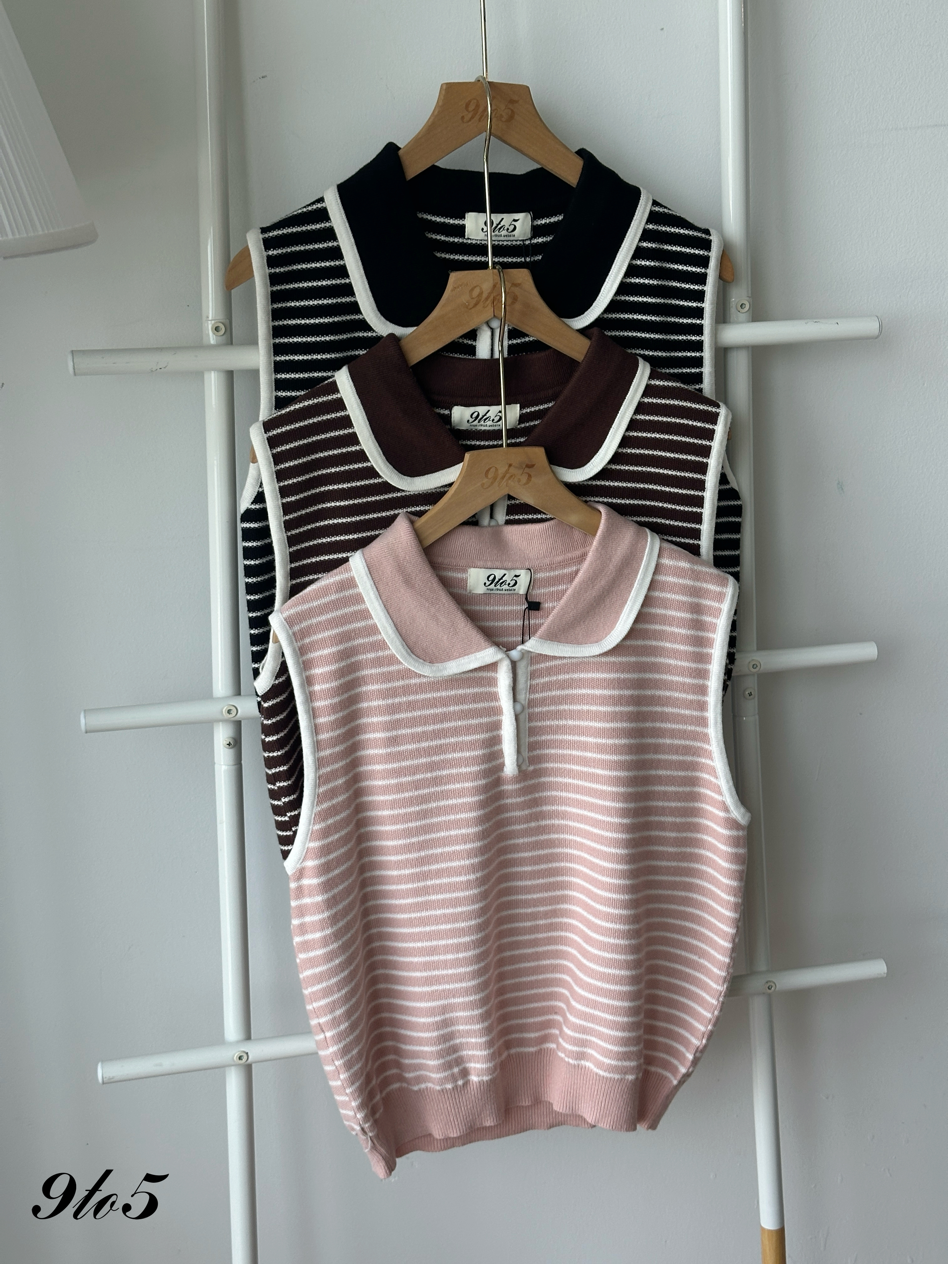 T4282 Sleeveless Stripe Knit Top - 3 Colors 