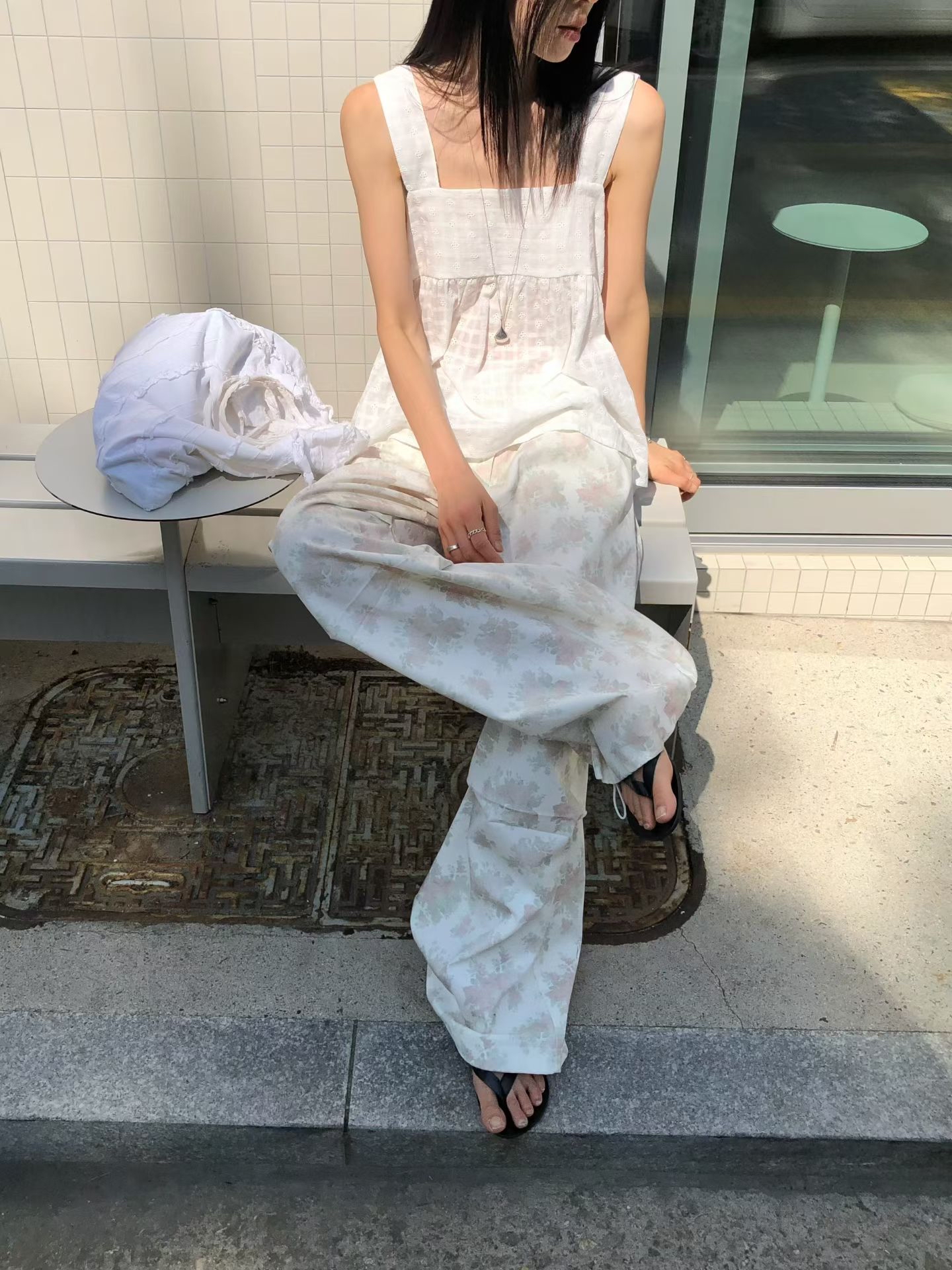 221330 復古暗花索腳長褲