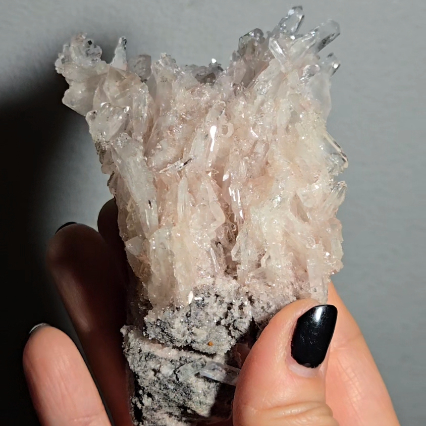 Pink Lemurian cluster with rainbows - LQ188