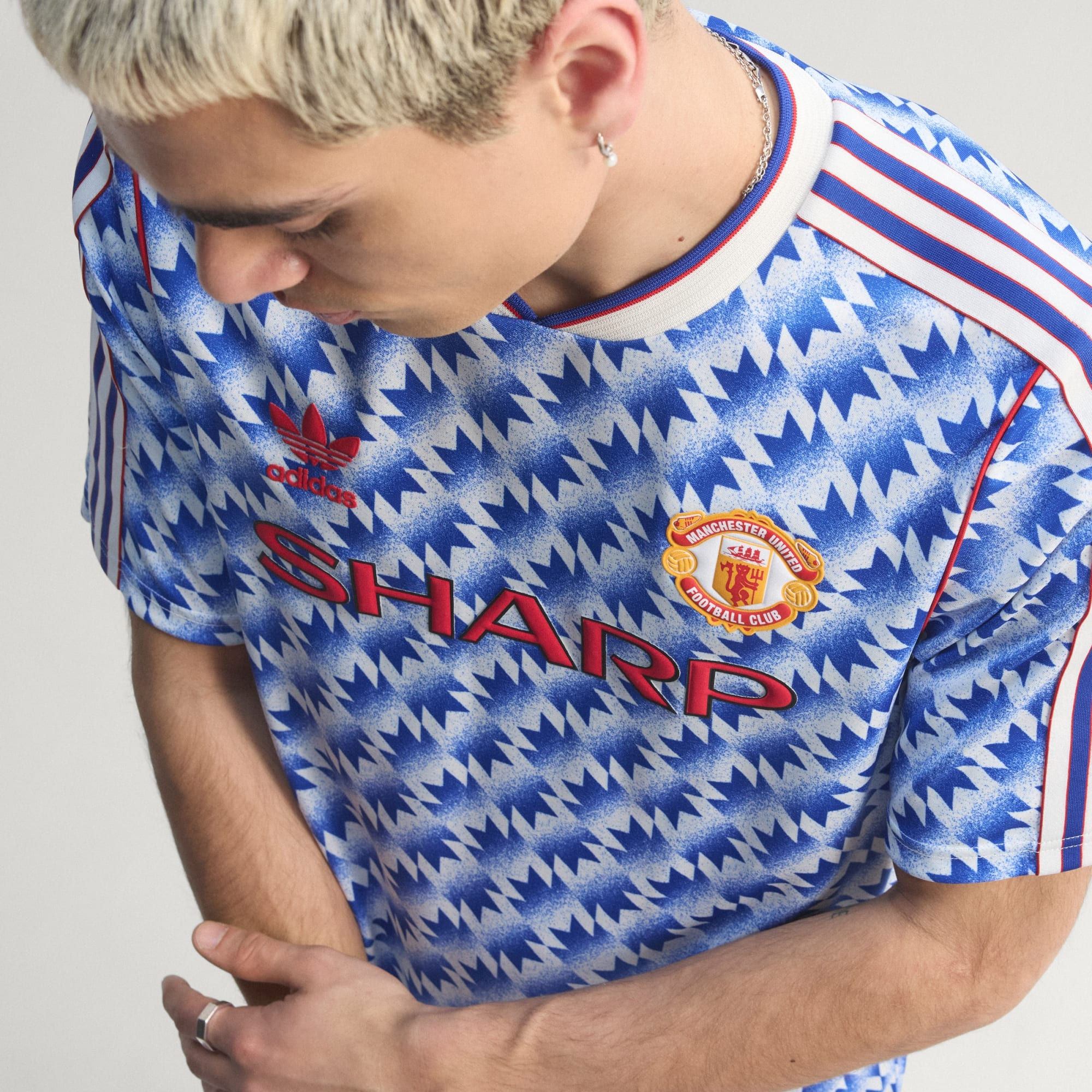 傳奇藍色美學 ⚽ Adidas Originals Manchester United 曼聯 1991/92 短袖復刻作客球衣 (可加印字) JM5495