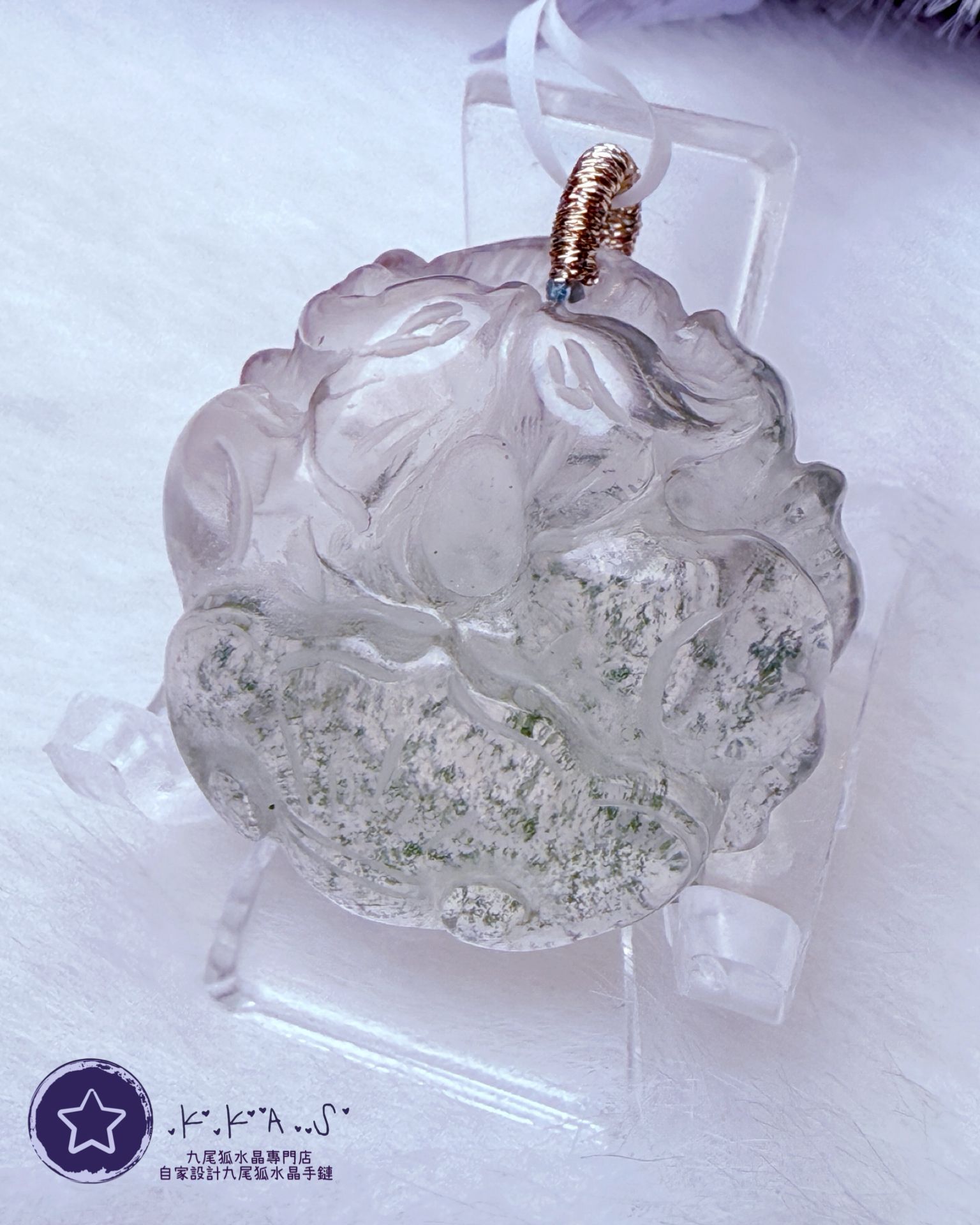 K00146 綠幽靈 雙狐 - 吊墜/手牌兩用款