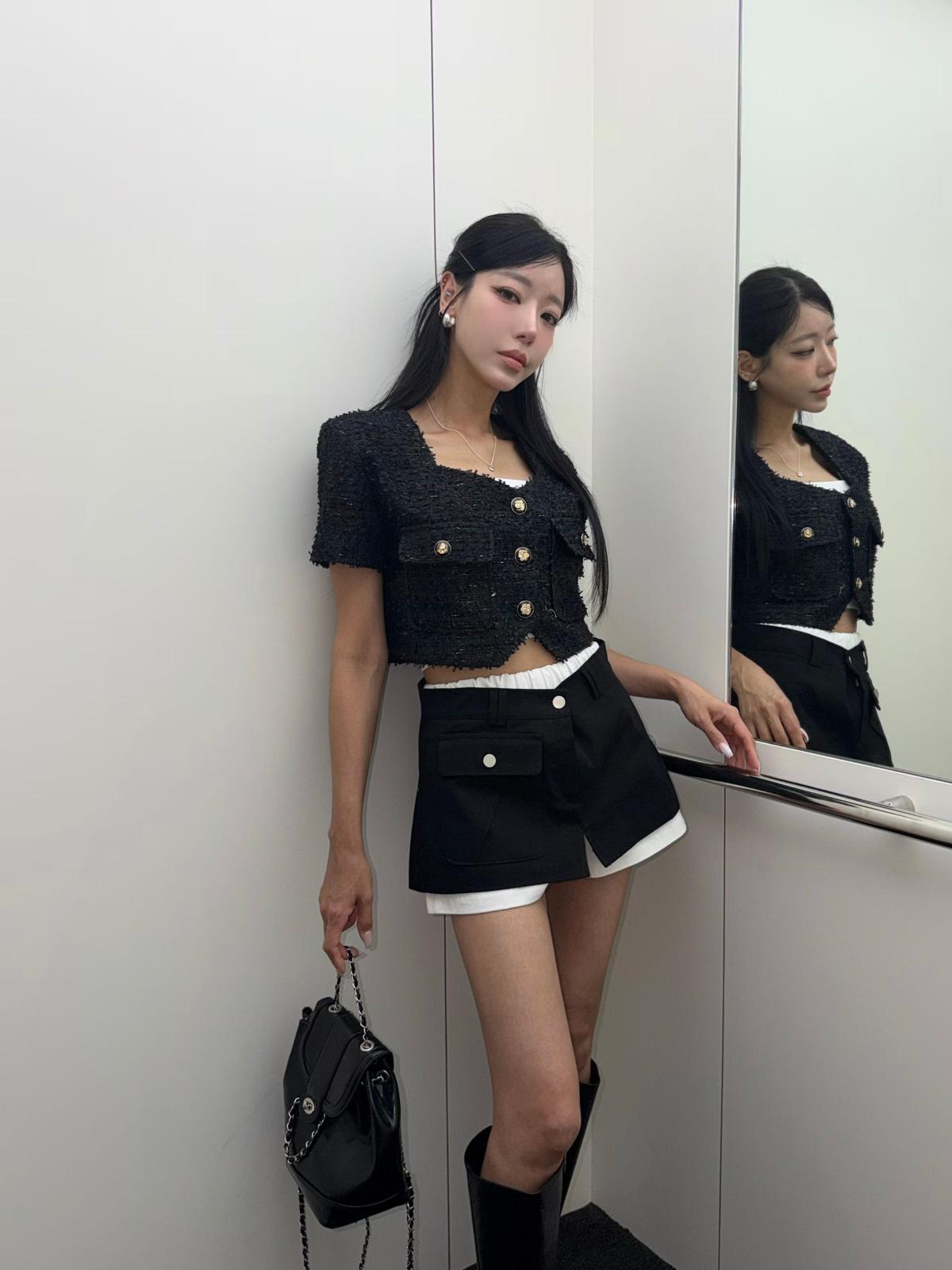T14 短袖薄Tweed外套