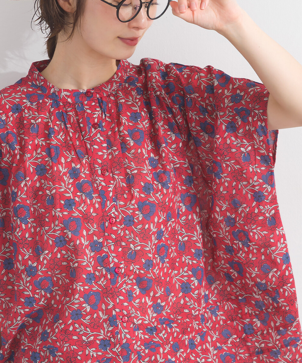 LP - 印度棉復古花卉襯衫 (紅色)