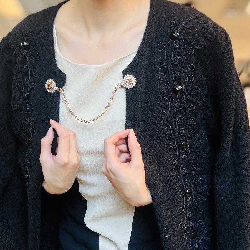 Vintage Made in Hong Kong Lambswool & Angora Rabbit Hair Embroidered Bolero (MT2529)