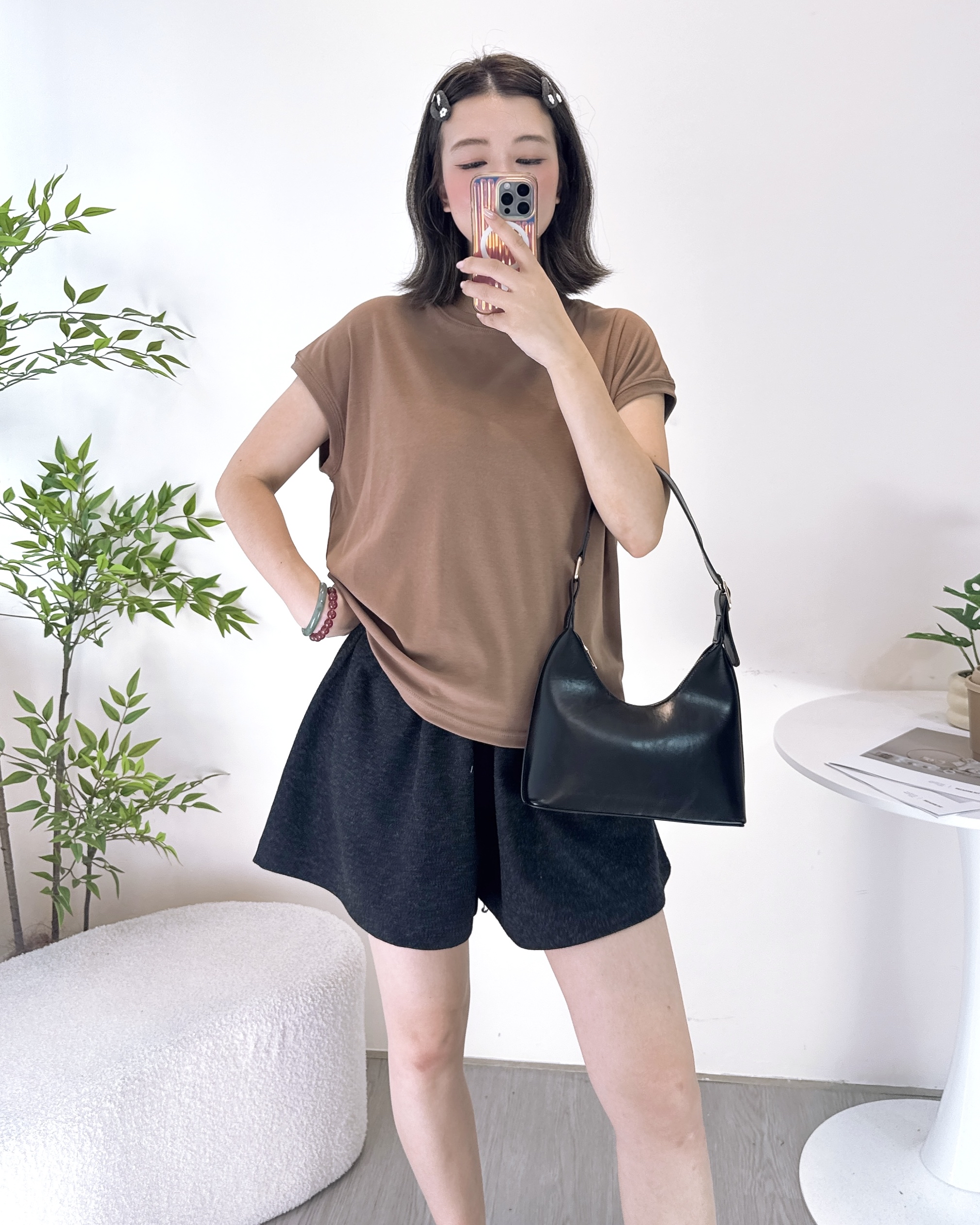 彈性純棉雞翼袖淨色上衣 8色