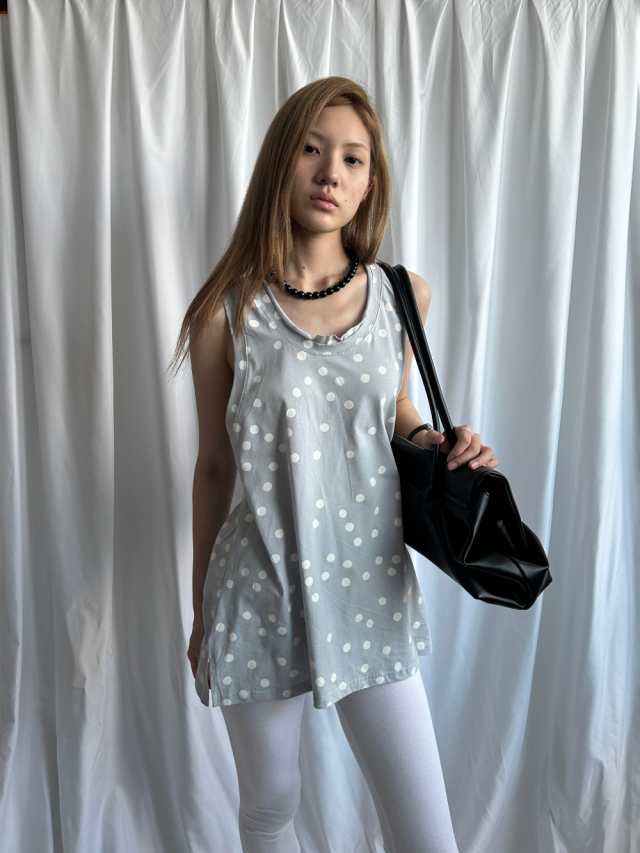 Polka Dot Cutout Tank Top