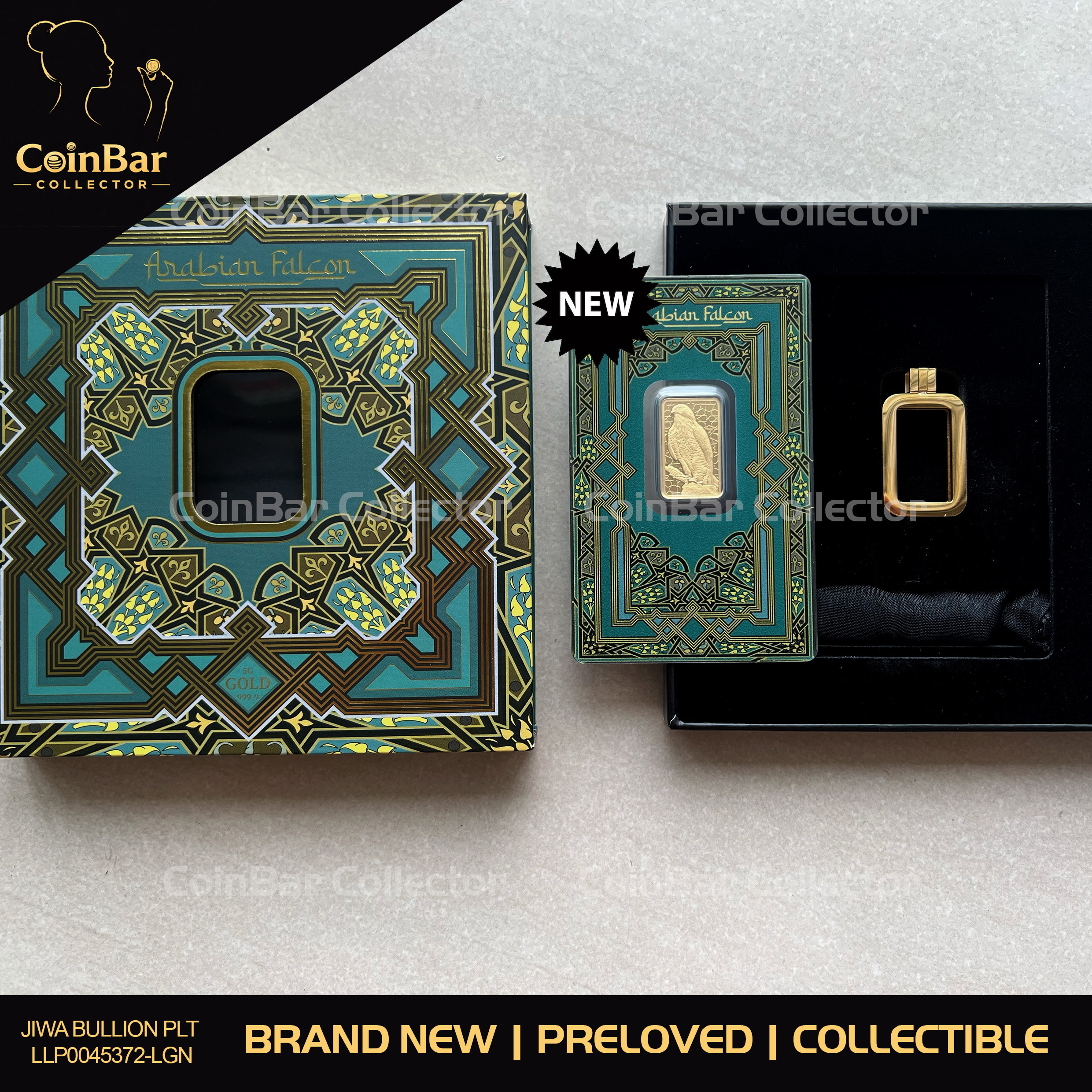 (Nice SN:4339)PAMP Arabian Falcon 5g🇨🇭Swiss Gold Bar Emas 999.9 +  stainless steel Frame 阿拉伯猎鹰