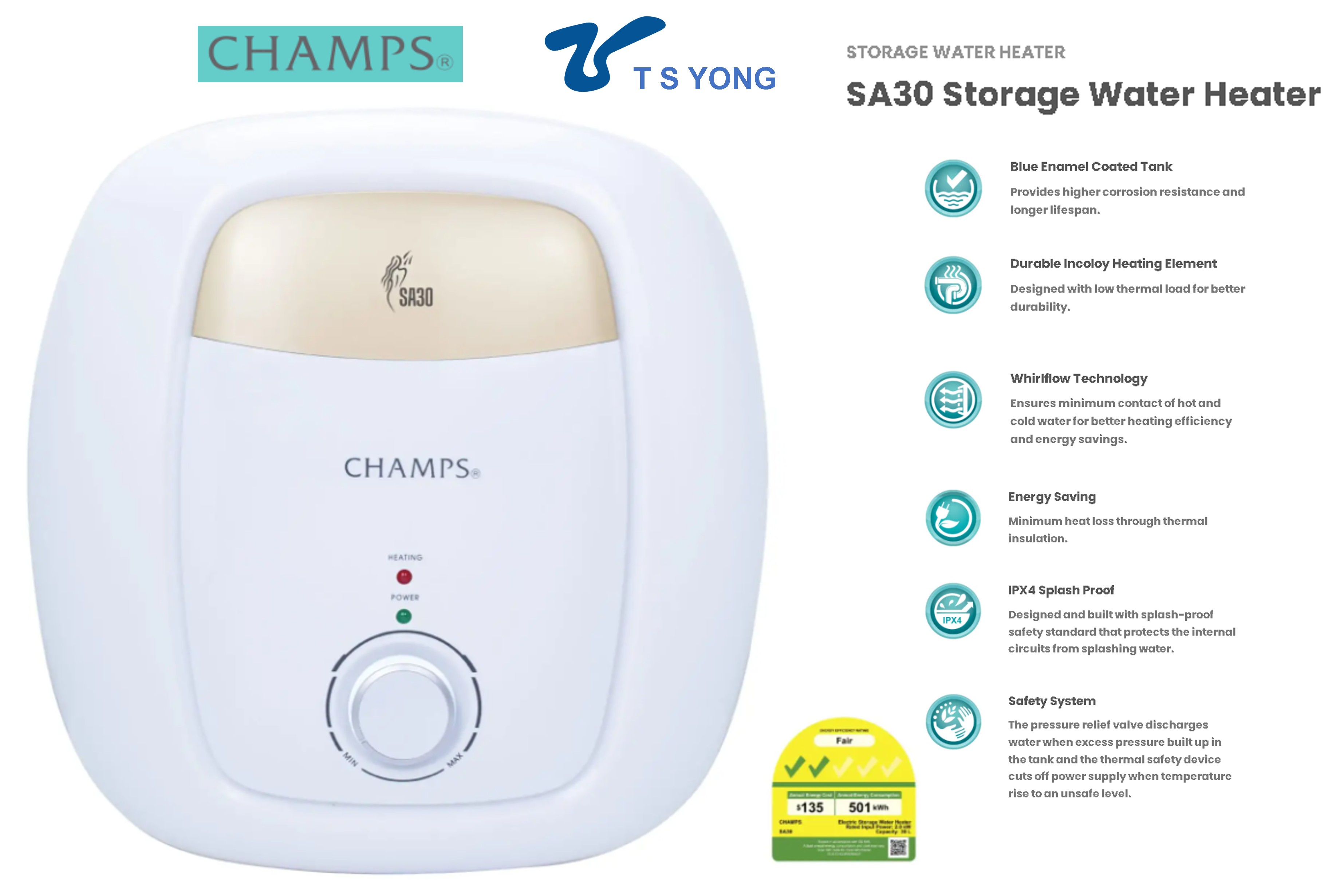 Champ SA30 Storage Water Heater