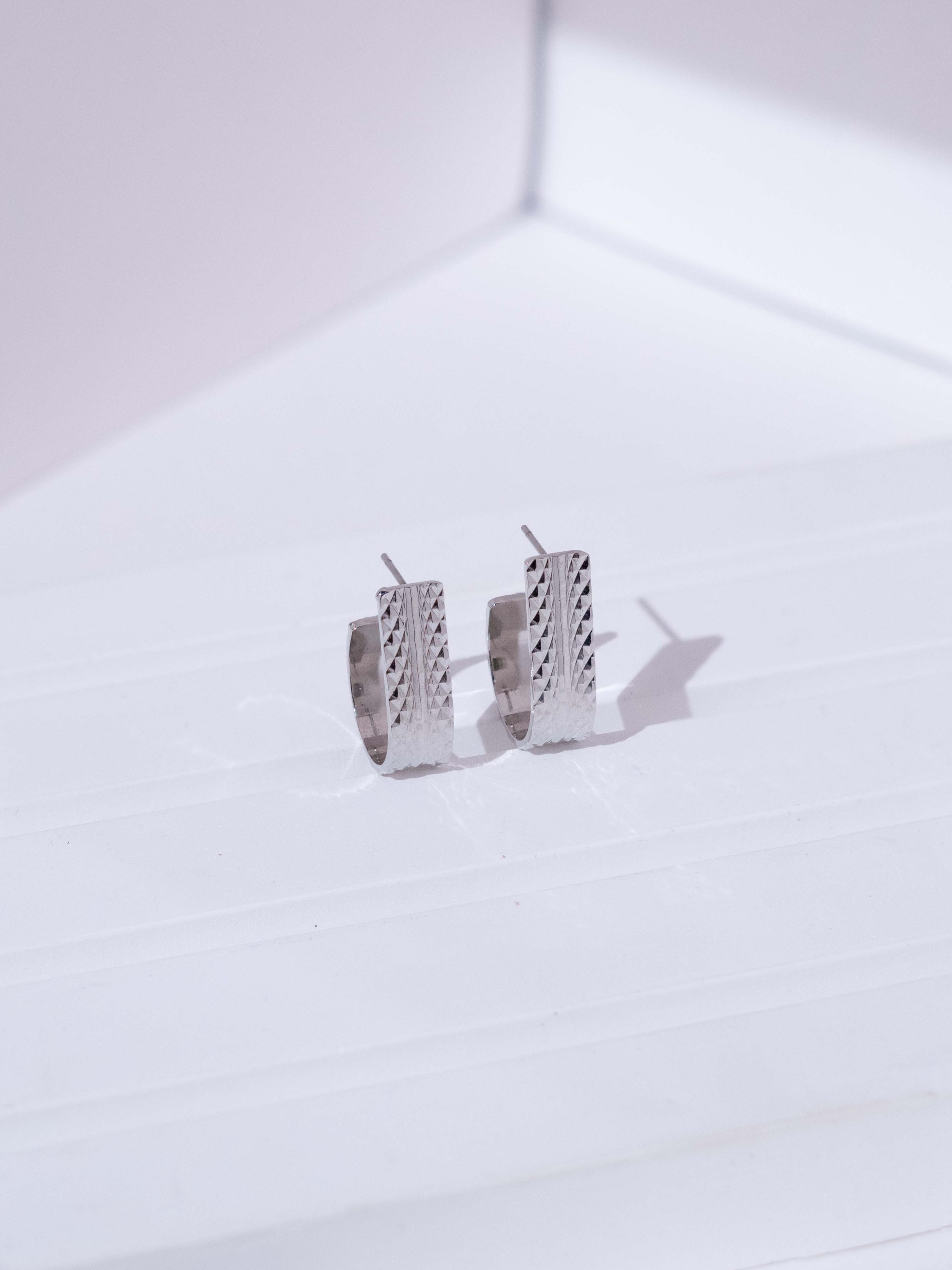 Hammered Huggie Hoops Stud Earrings
