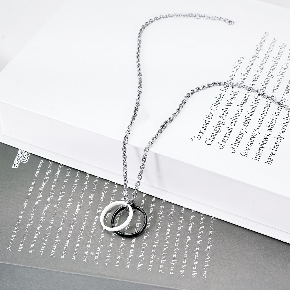 📦訂購 台灣限定 STORY 故事銀飾 黑白原來是真的 黑白雙環造型戒指頸鏈