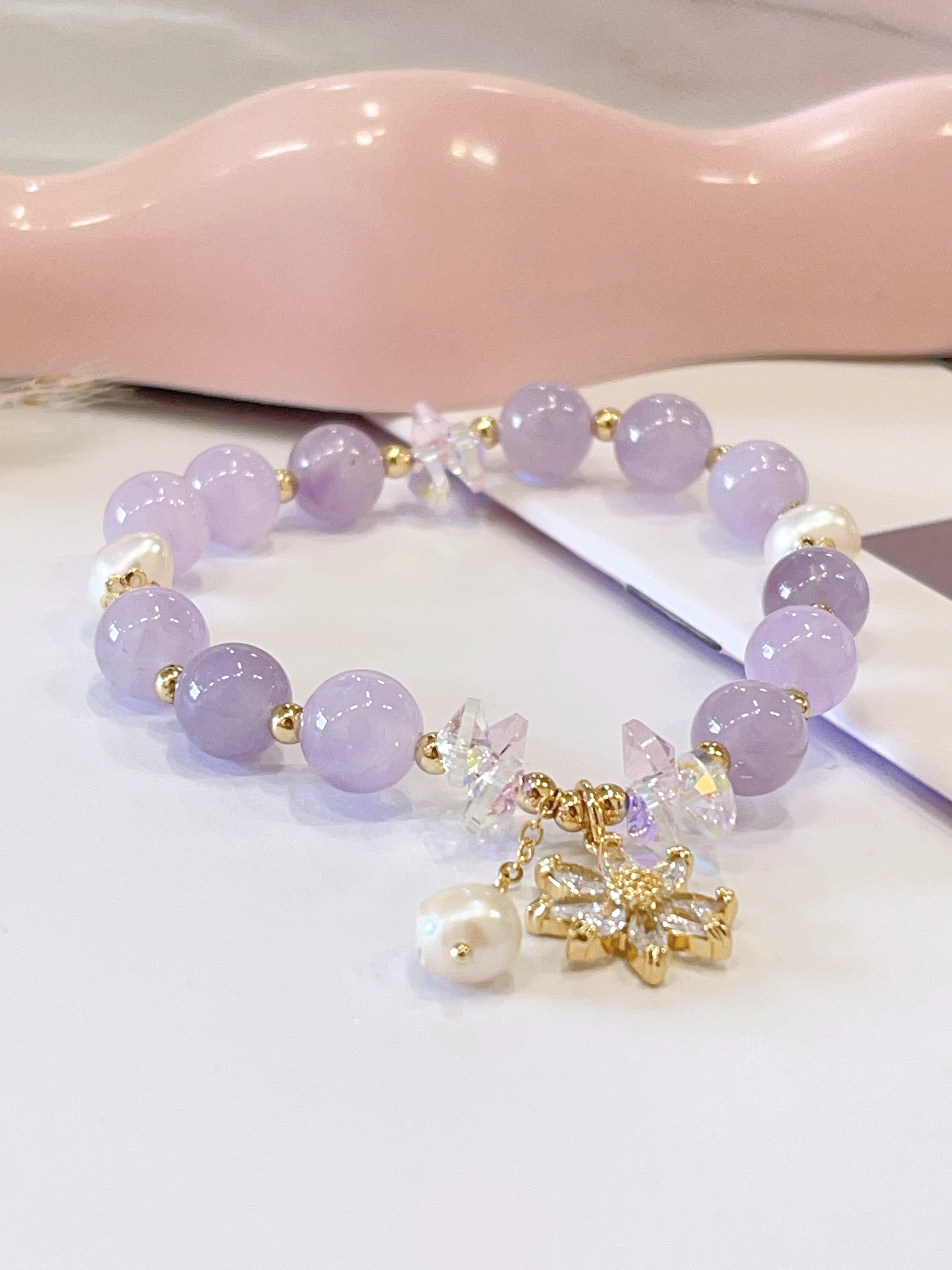 💜🤍 薰衣草紫水晶 × 珍珠手串 Lavender Amethyst & Freshwater Pearl | 8mm