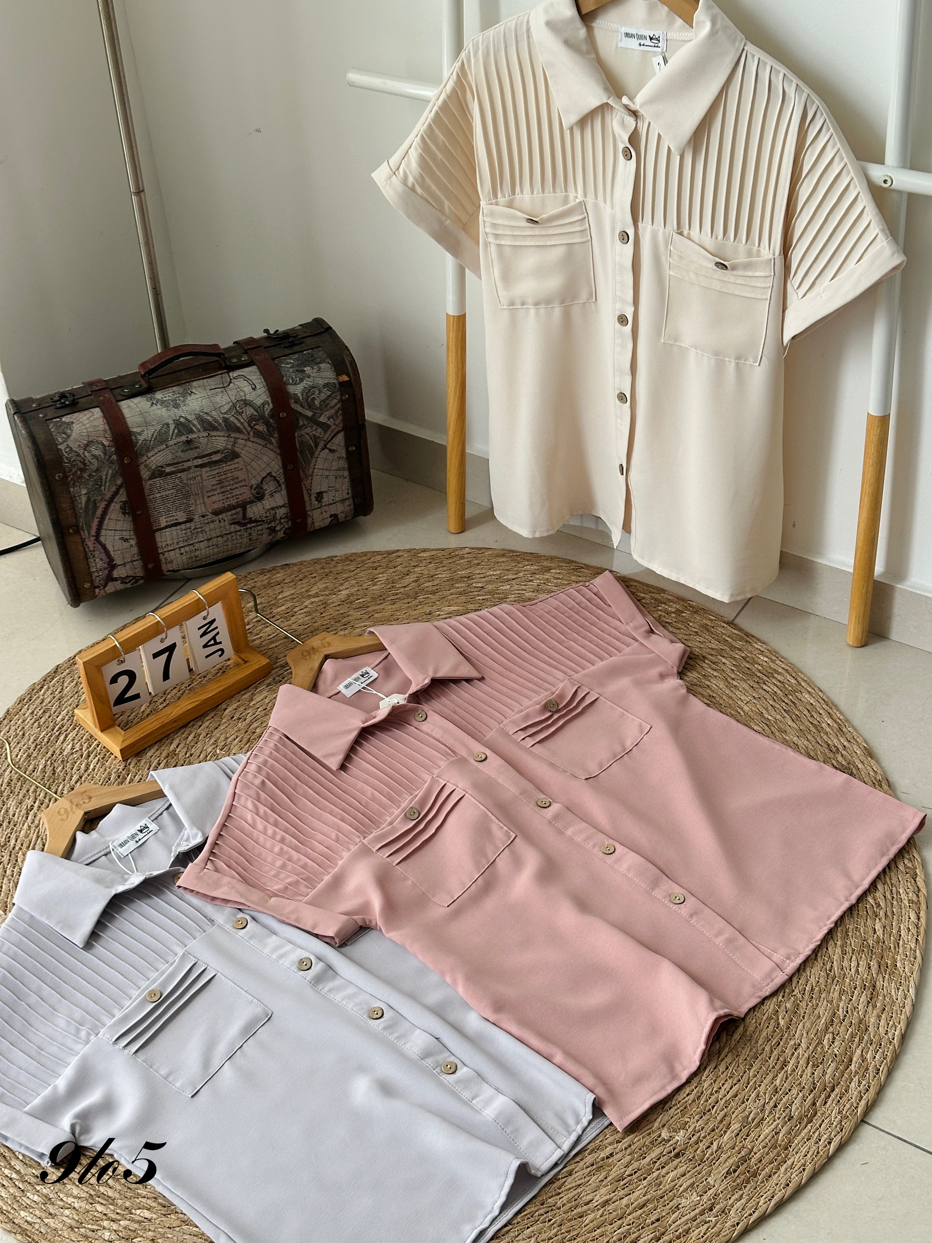 T3927 Cape Sleeve Stripe Shirt - 3 Colors