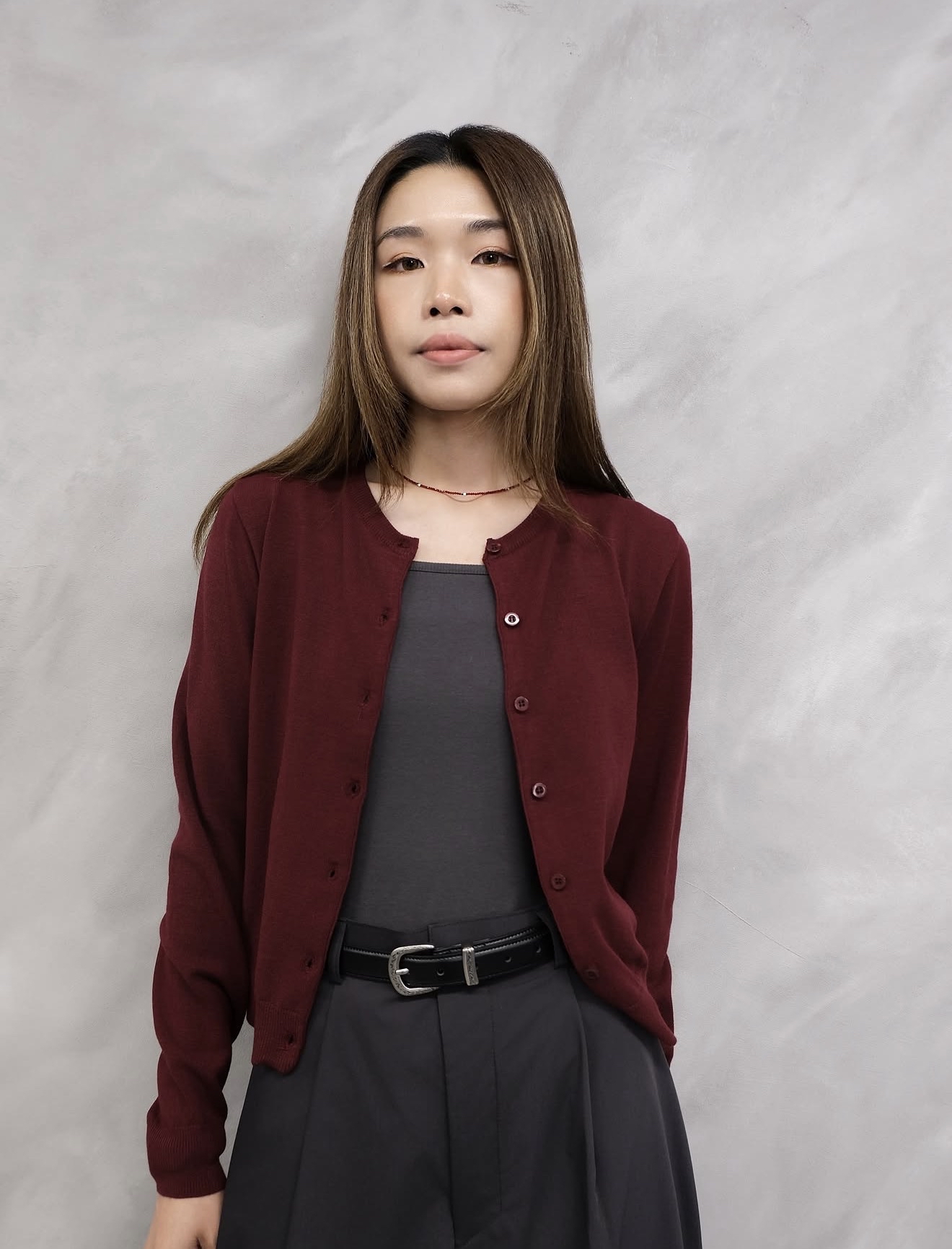 Soft Knit Round Neck Cardigan #jk30