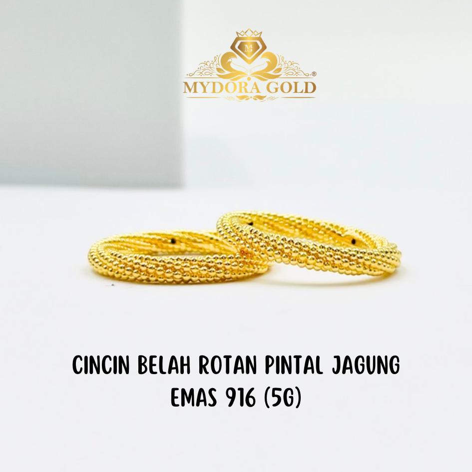 MYDORA Cincin Belah Rotan Pintal Jagung (5G) l EMAS 916/22K