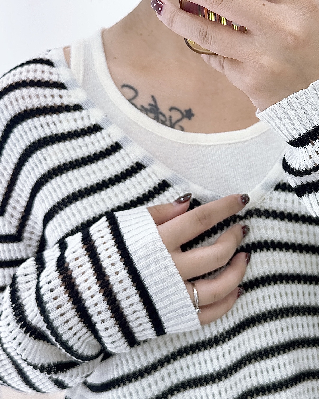 橫間針織線料上衣 2色