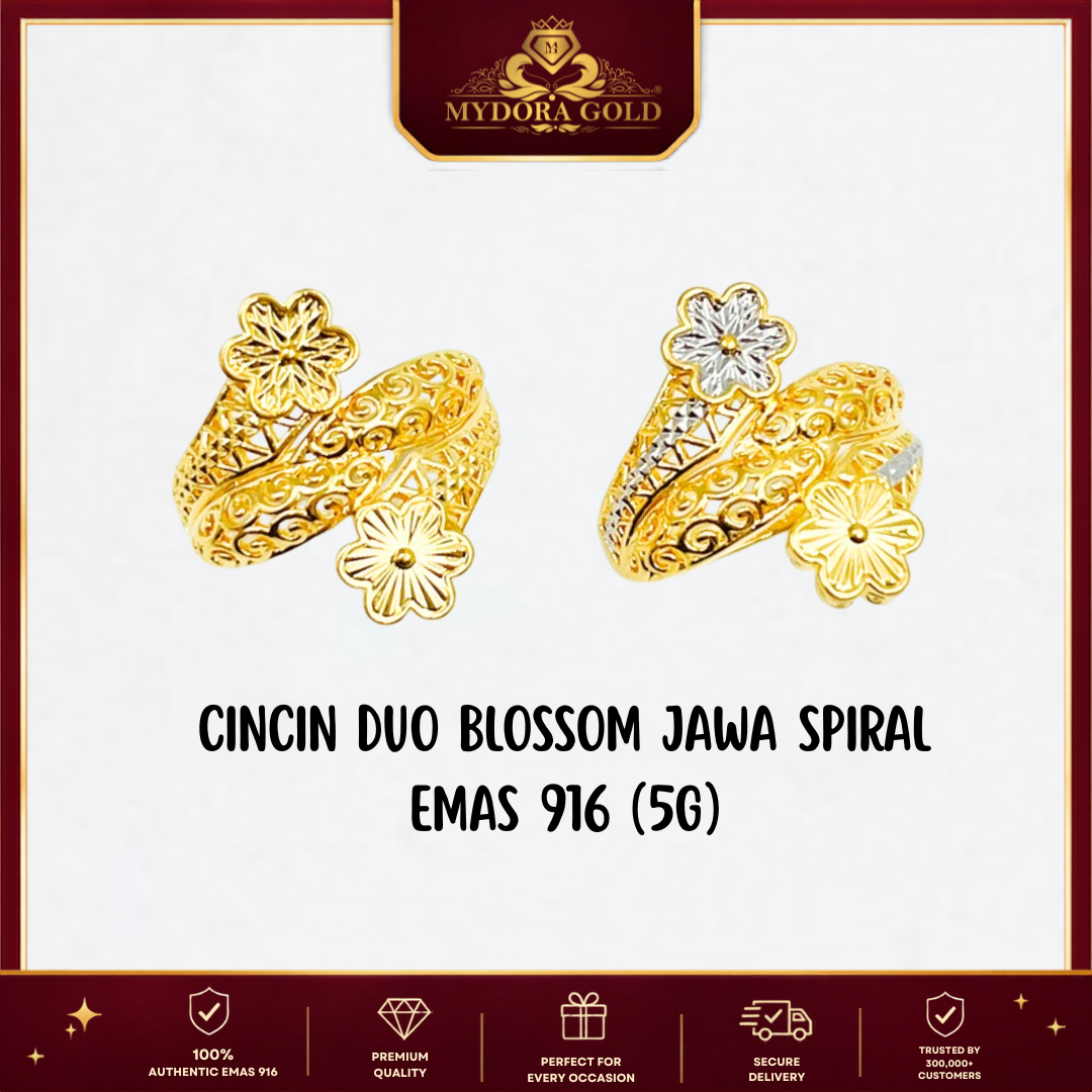MYDORA Cincin Duo Blossom Jawa Spiral (5G) | EMAS 916/22K