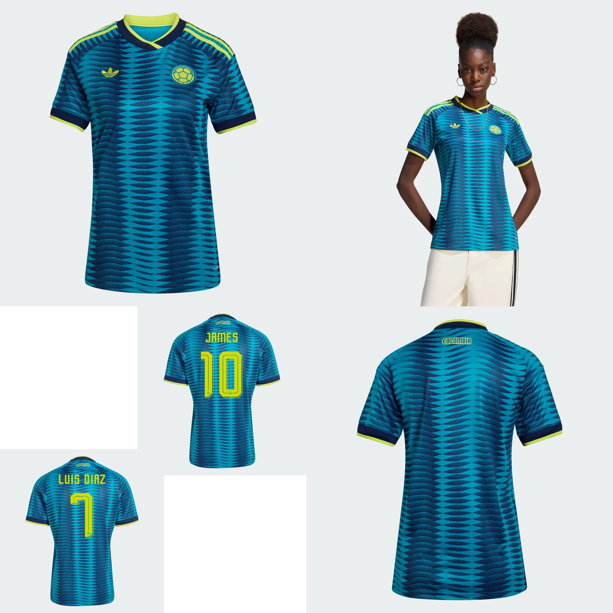 🌊兩大洋色彩交匯 Adidas Colombia 哥倫比亞 2026-27 女裝作客球迷版球衣 (可加印字章) JZ8843