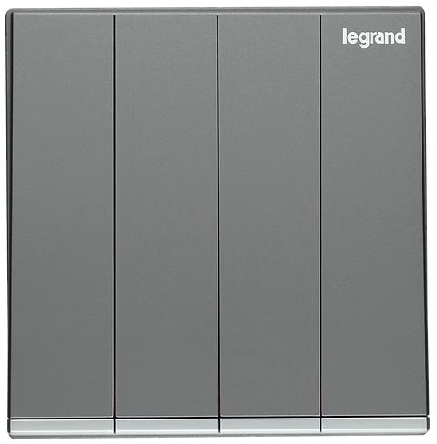 Legrand Galion 深沙銀 4位單控 帶指示燈 開關掣