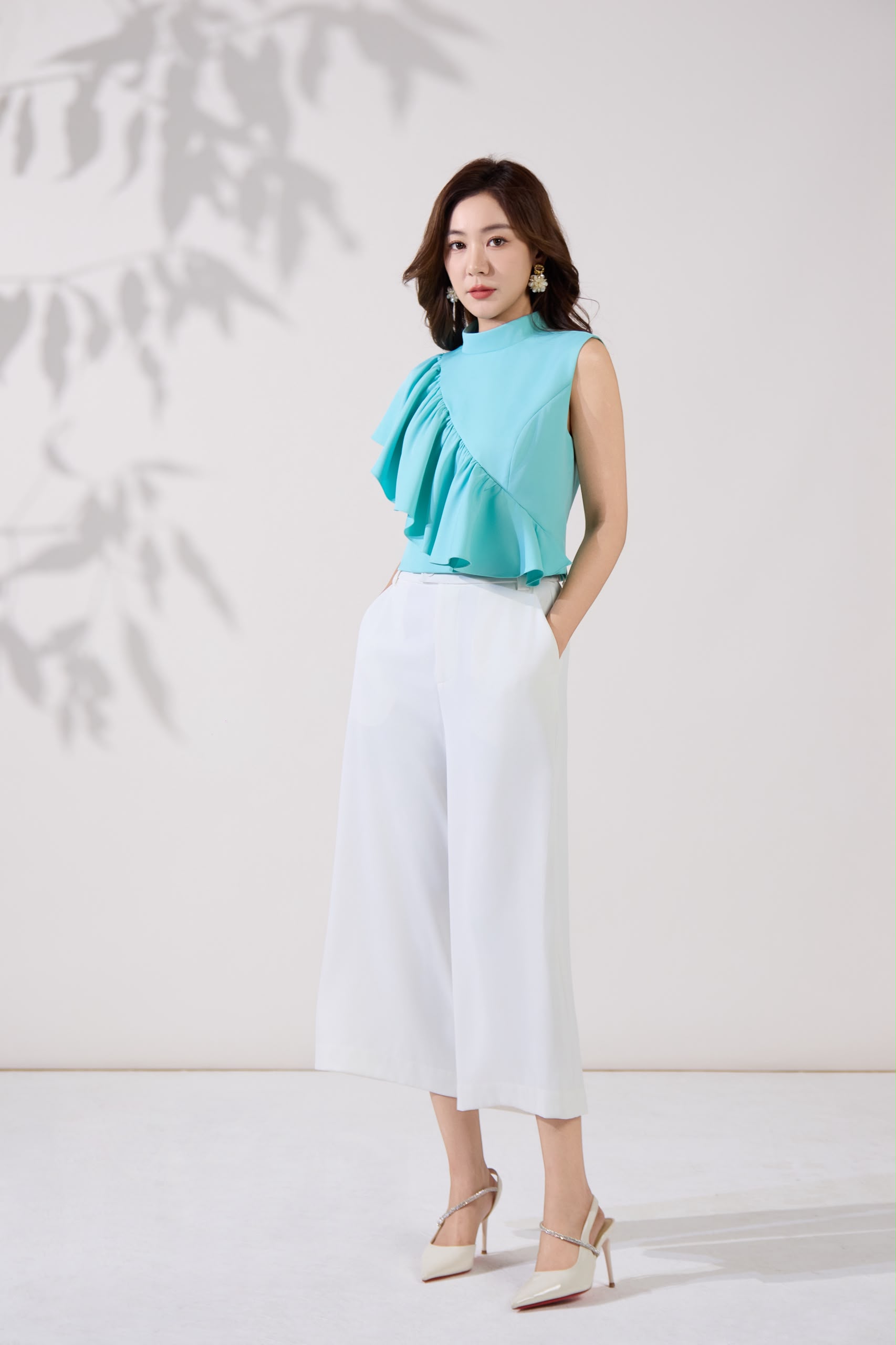 10141350 Celeste Asymmetrical Ruffle Blouse