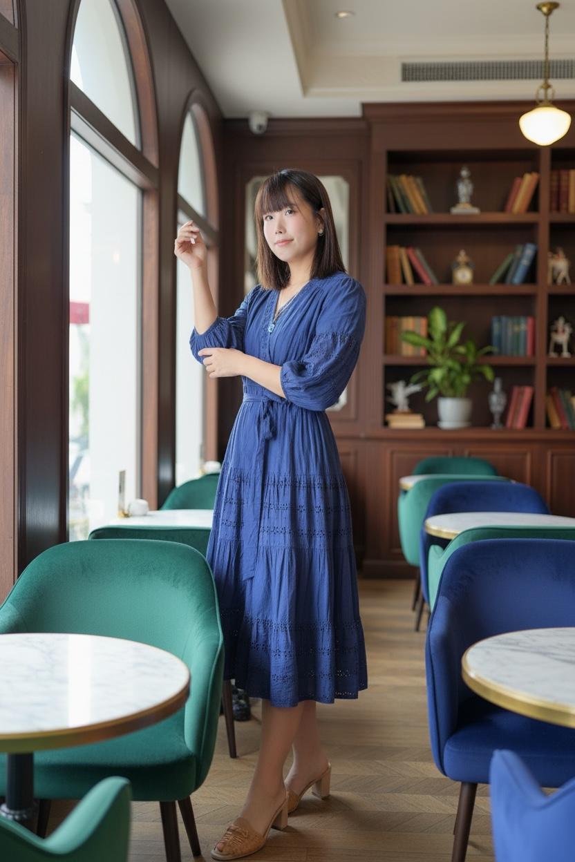 Navy Blue 4-Layer Lace Short Version OP 43" #1454