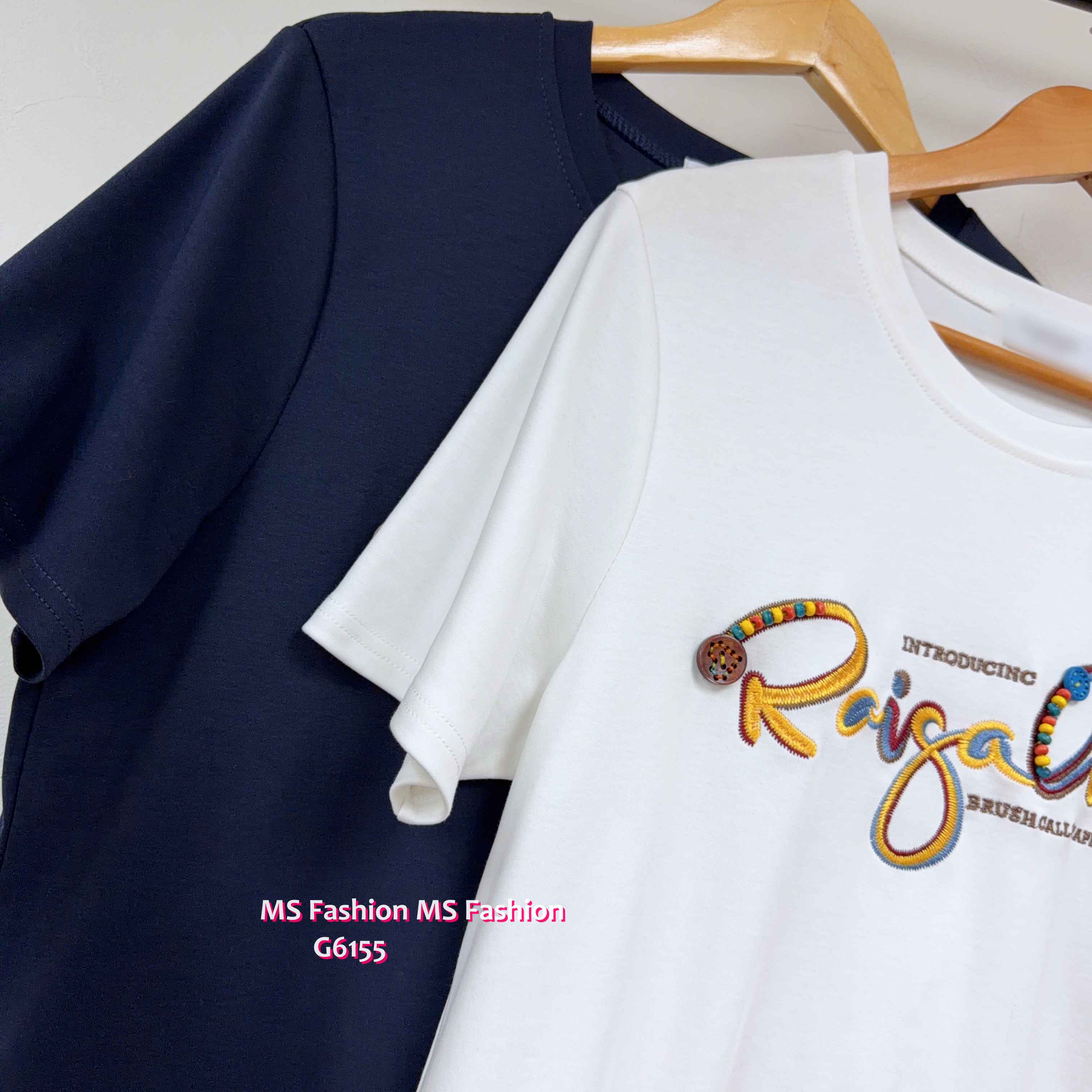 G6155 韓國🇰🇷靚色刺繡字母top