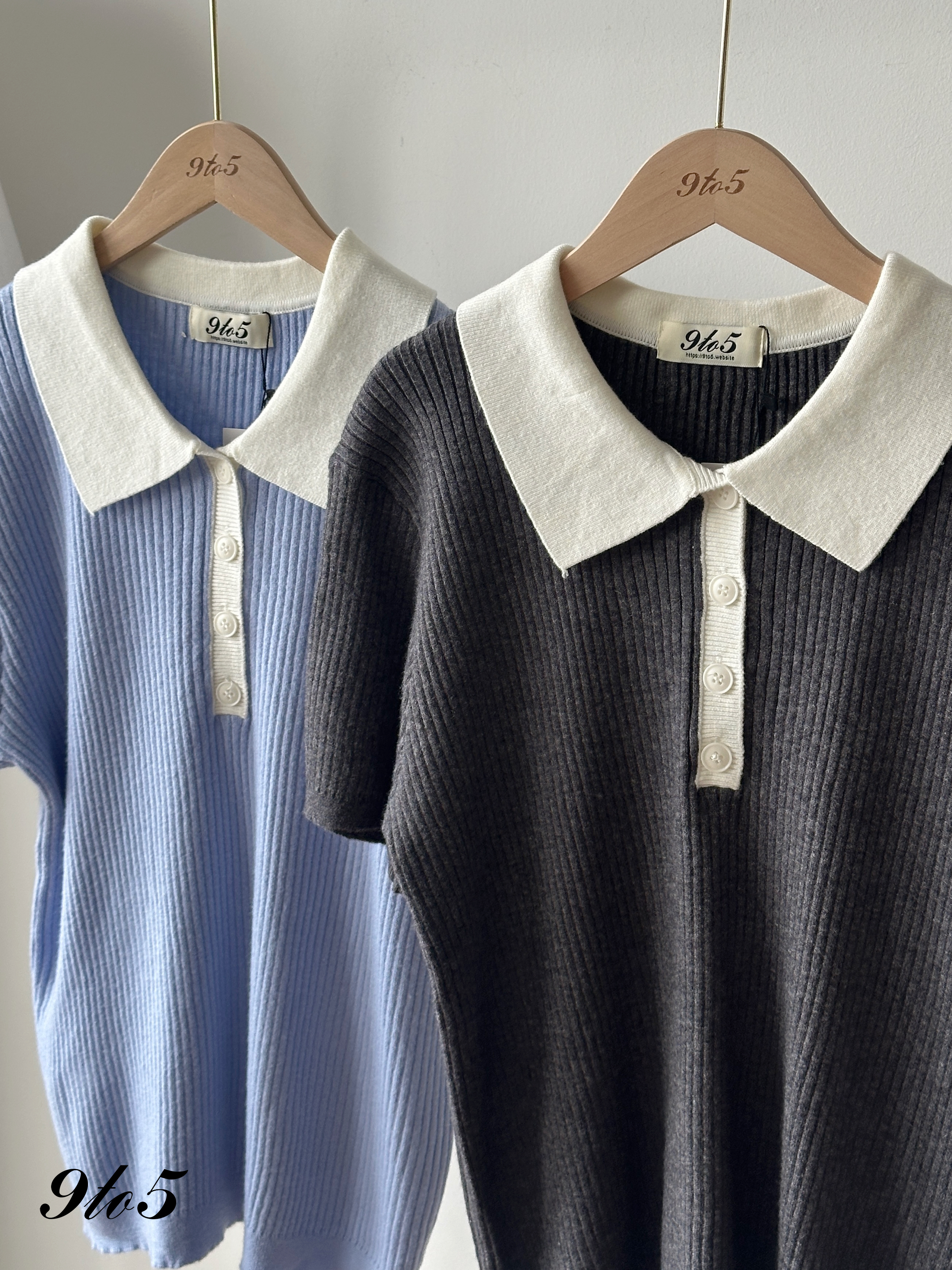T4285 Contrast Knit Polo Tee - 4 Colors 