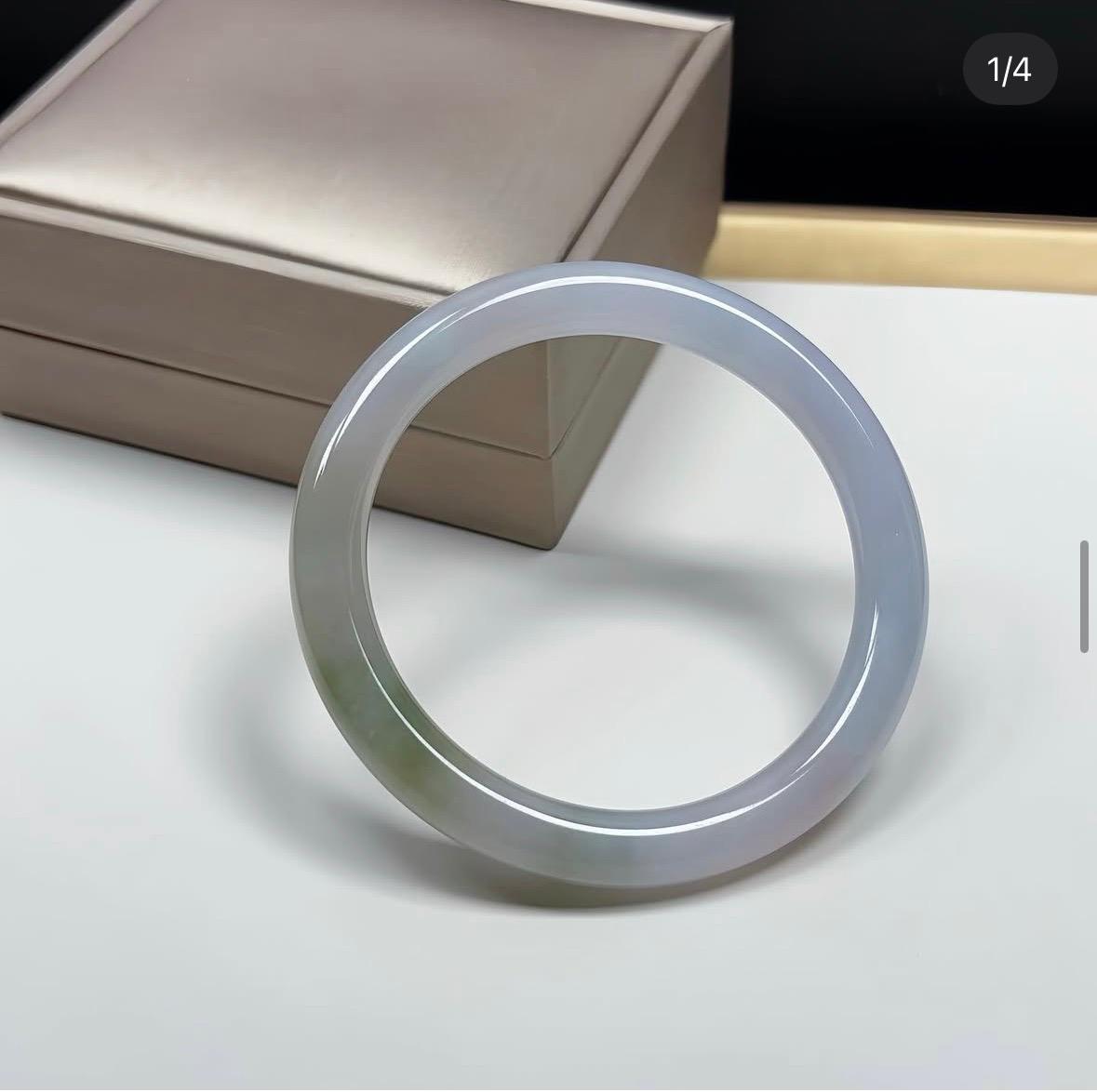 53.5mm 白冰油青翡翠圓鐲