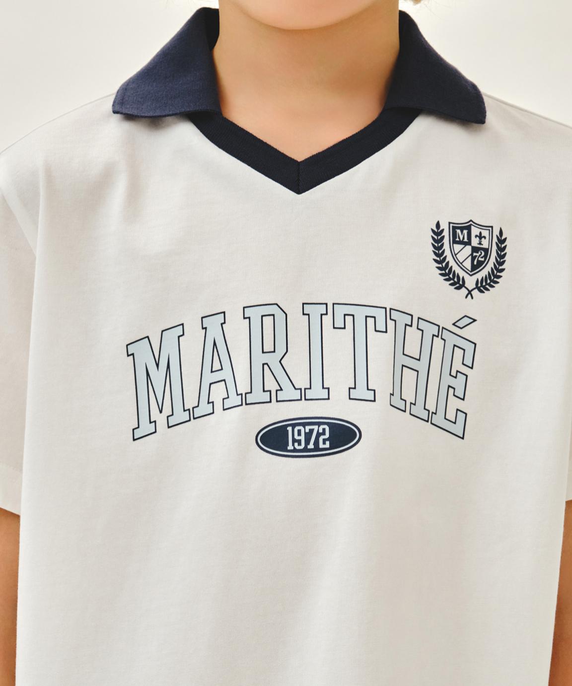 Ⓜ️ fg kids款 open collar TEE 折扣優惠 白/blue Size 110-150