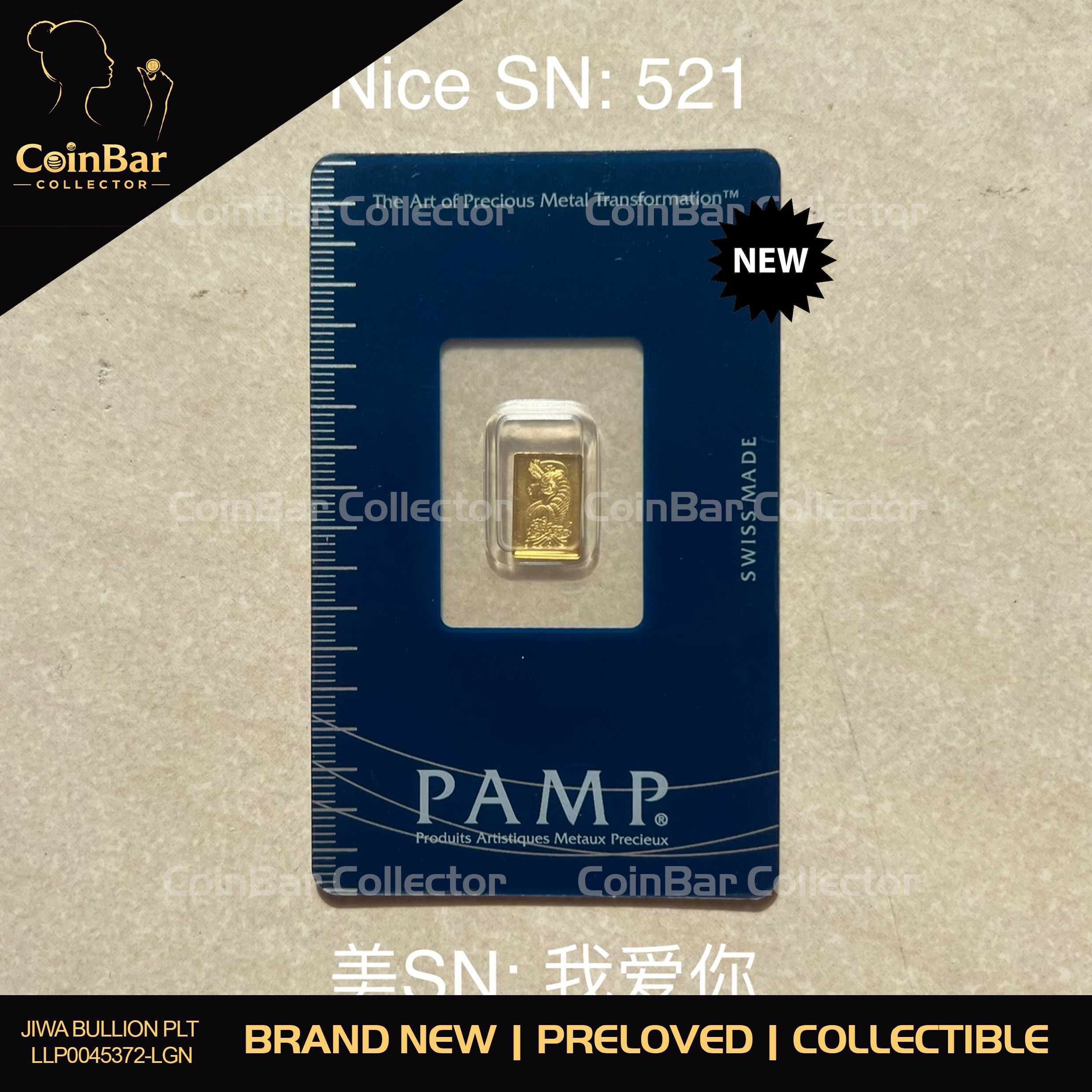 (Nice SN:521) PAMP RARE 0.5g Fortuna🇨🇭Swiss Gold Bar Emas 999.9