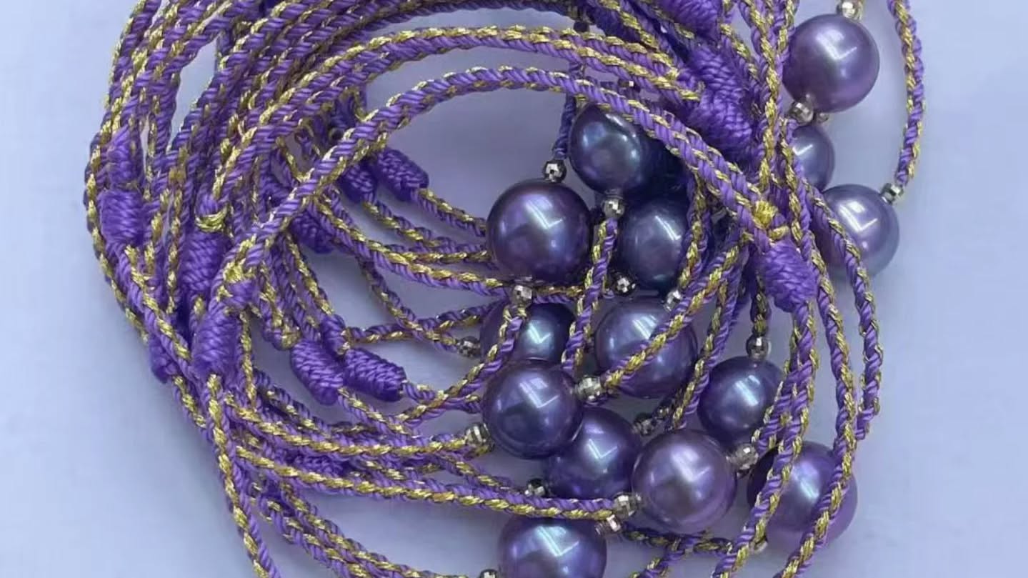 新年新款 九紫離火紫繩手鍊～ 9-10mm紫色淡水珍珠