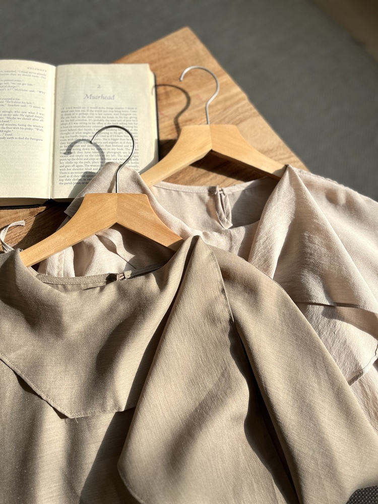 Scarf-Tie Elegance Blouse (Dusty Pink)