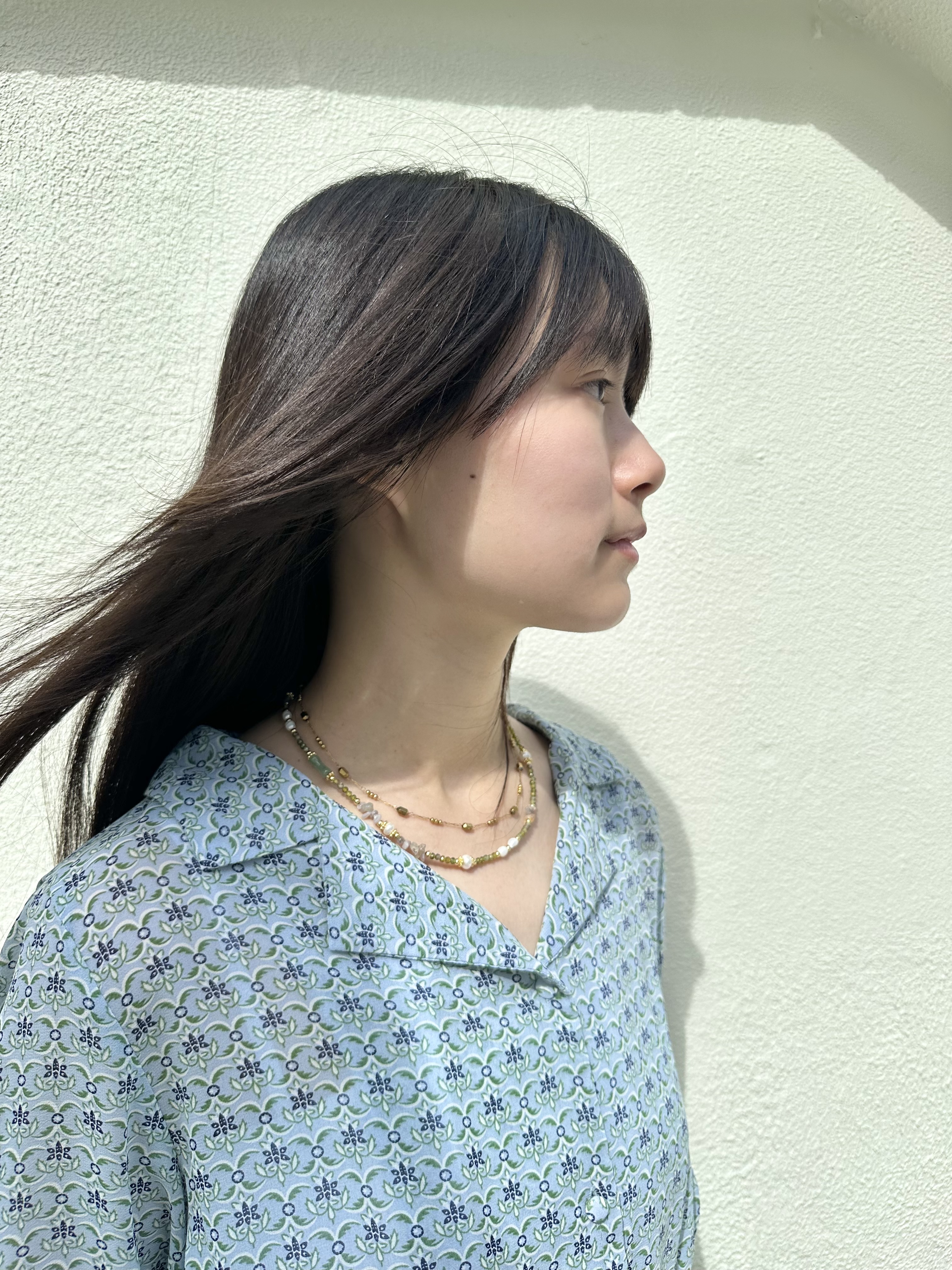 Green stone stainless necklace