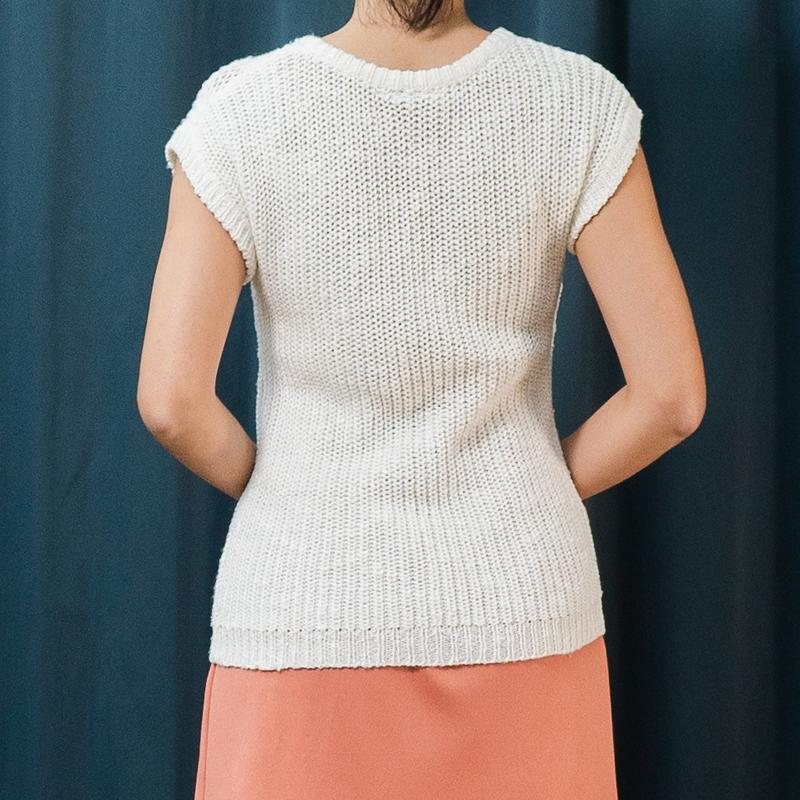 C.a. 1980s Sears The Fashion Place Made in Taiwan White Knitted Top - Size S (MT1520)