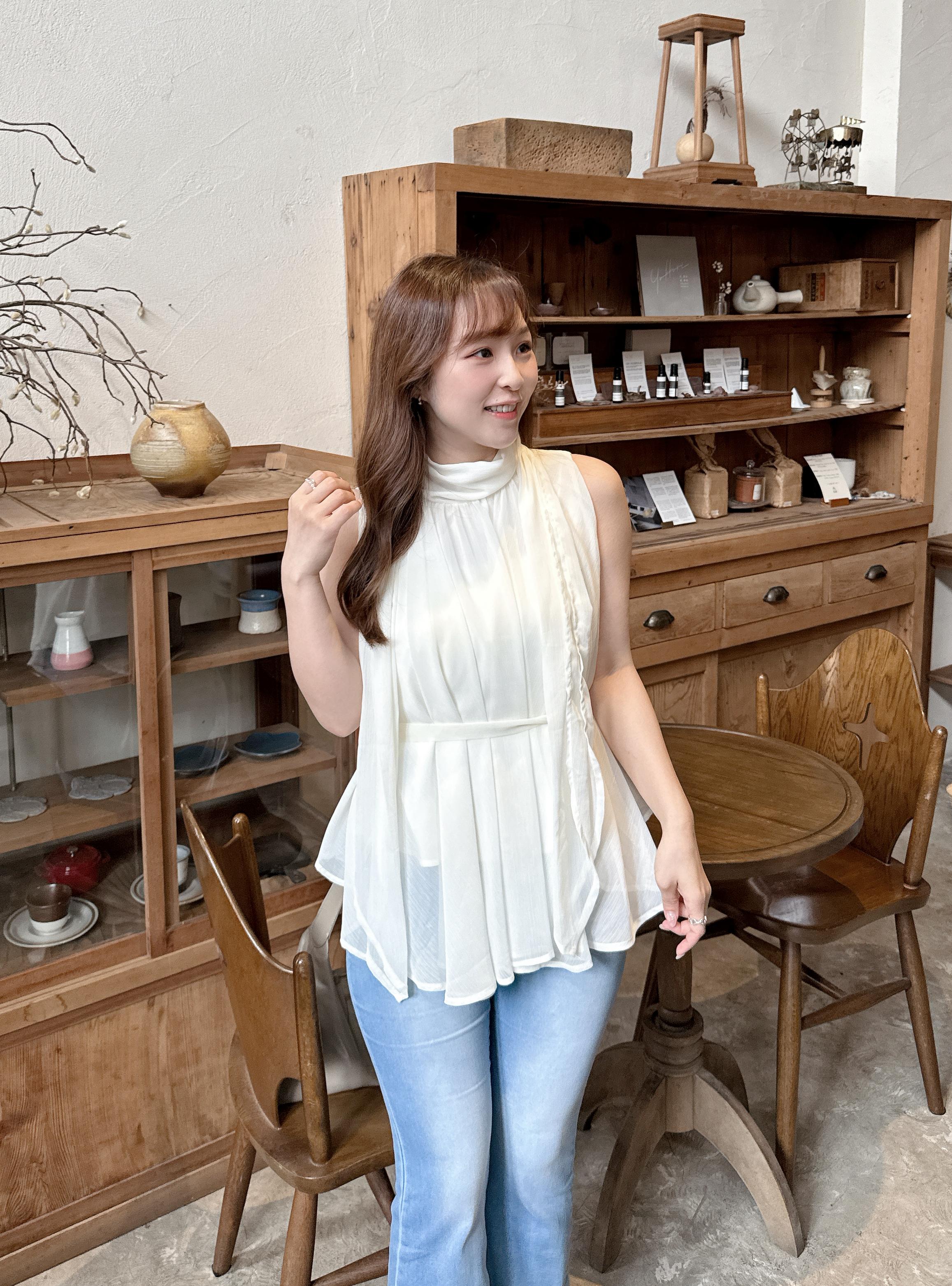 【韓感滿滿/賢智同款】仙集雪紡垂感上衣