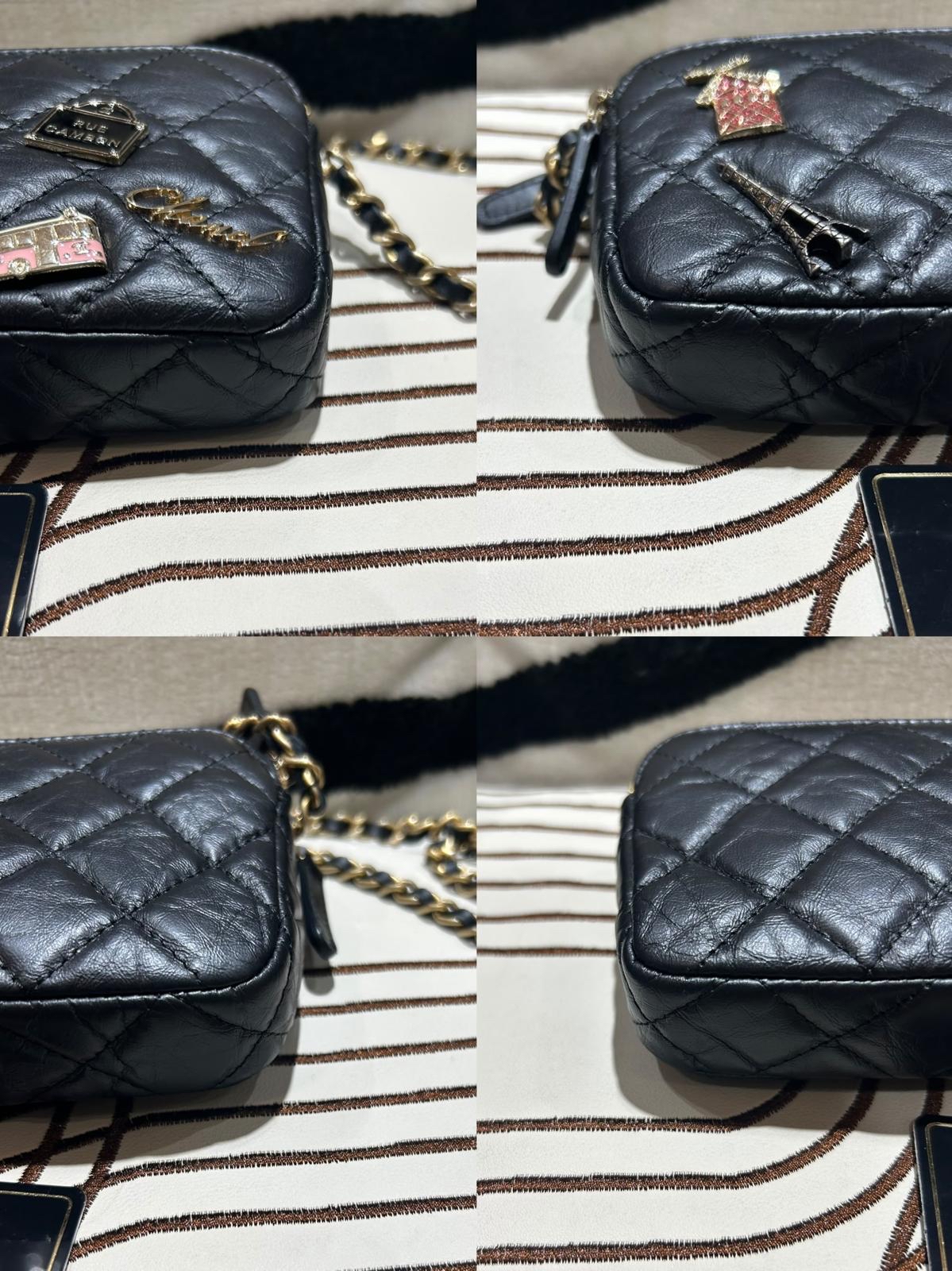 Chanel Double Zip Clutch With Chain Black Quilted Aged Calfskin Lucky Charms 2.55 Reissue Gold Hardware 100%Authentic ,98%new ✅25card ✅box