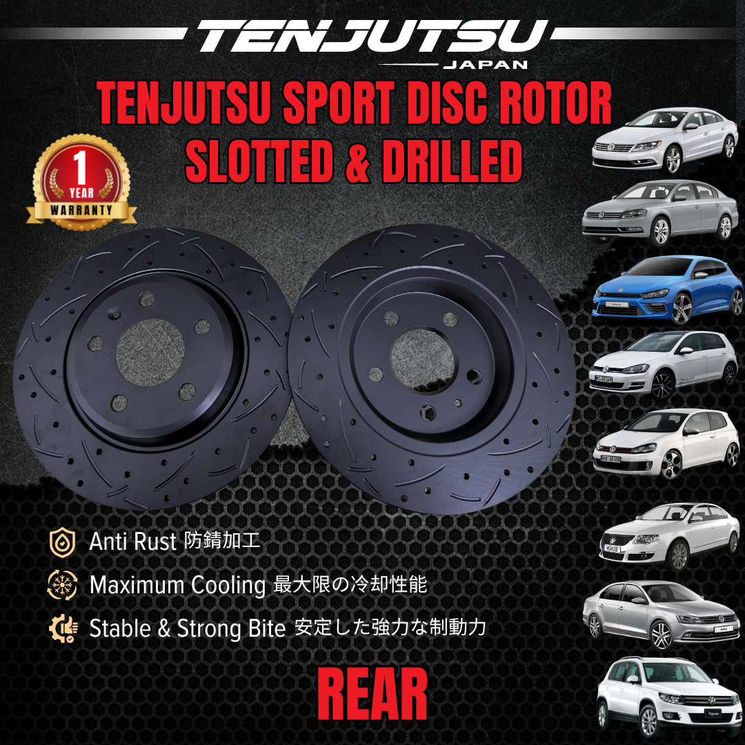 TENJUTSU Sport Front / Rear Disc Rotor (2Pcs) -Volkswagen Golf Mk5 Mk6 / Passat B6 B7 / Jetta / Scirocco / Tiguan / CC / AUDI TT
