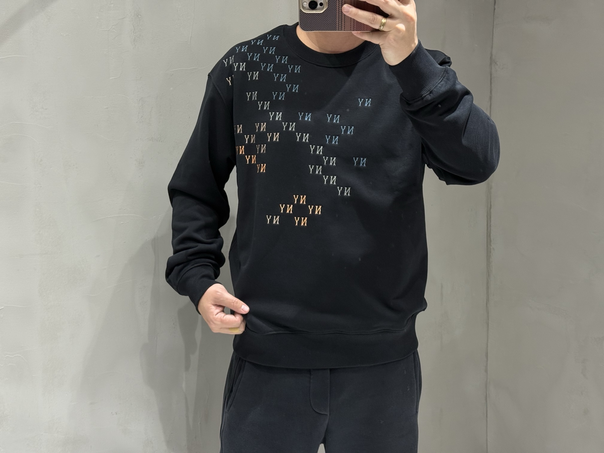 MLB 漸變老花刺繡圓領衛衣