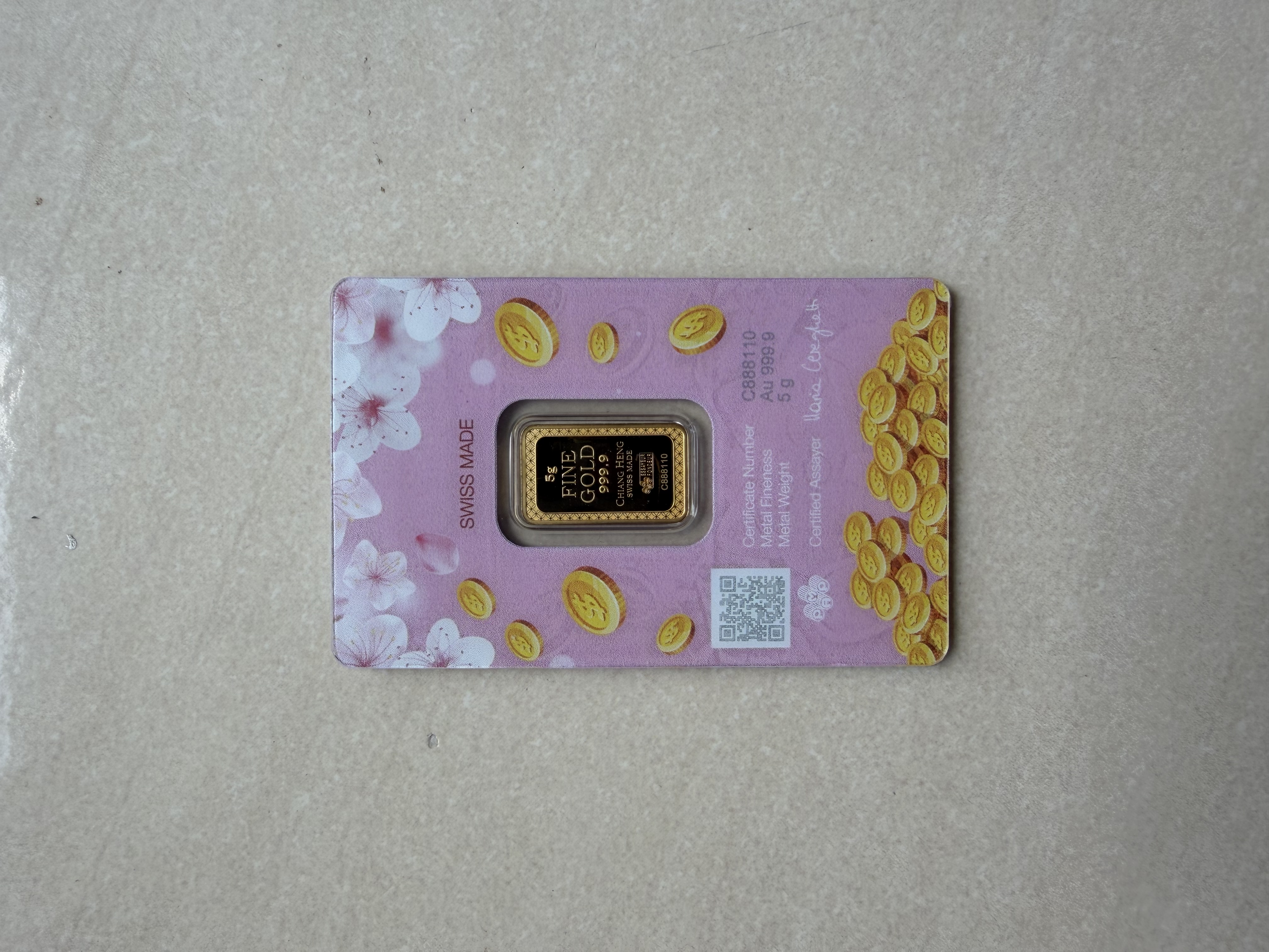 (SN888110) PAMP x CH Lucky Cat 5g 🇨🇭Swiss Fine Gold Bar 999.9 粉色招财猫
