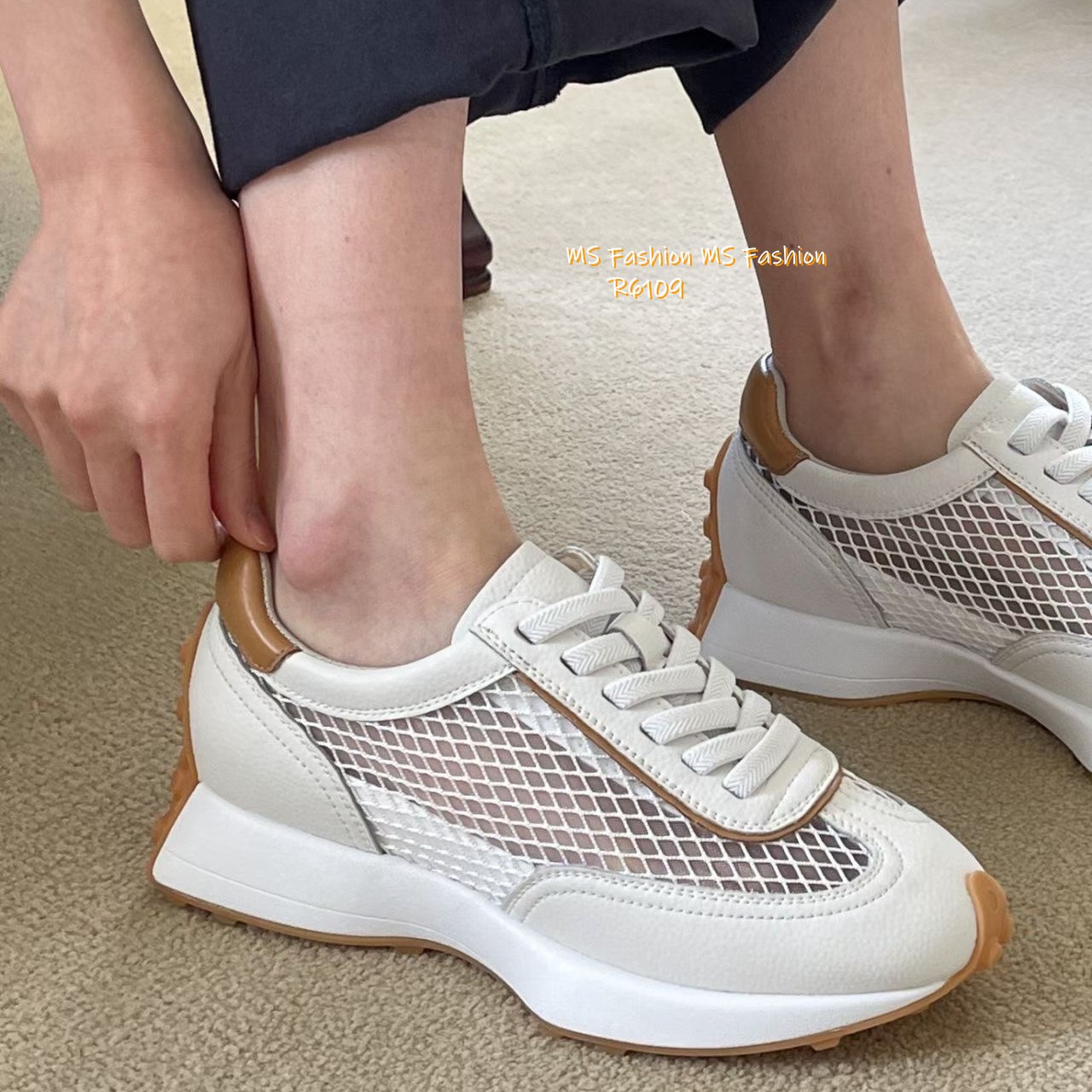 R6109 韓國🇰🇷真皮拼網料sneakers