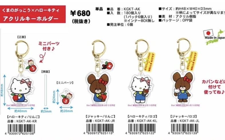 『預售中』Sanrio X The Bear School聯名壓克力掛飾 