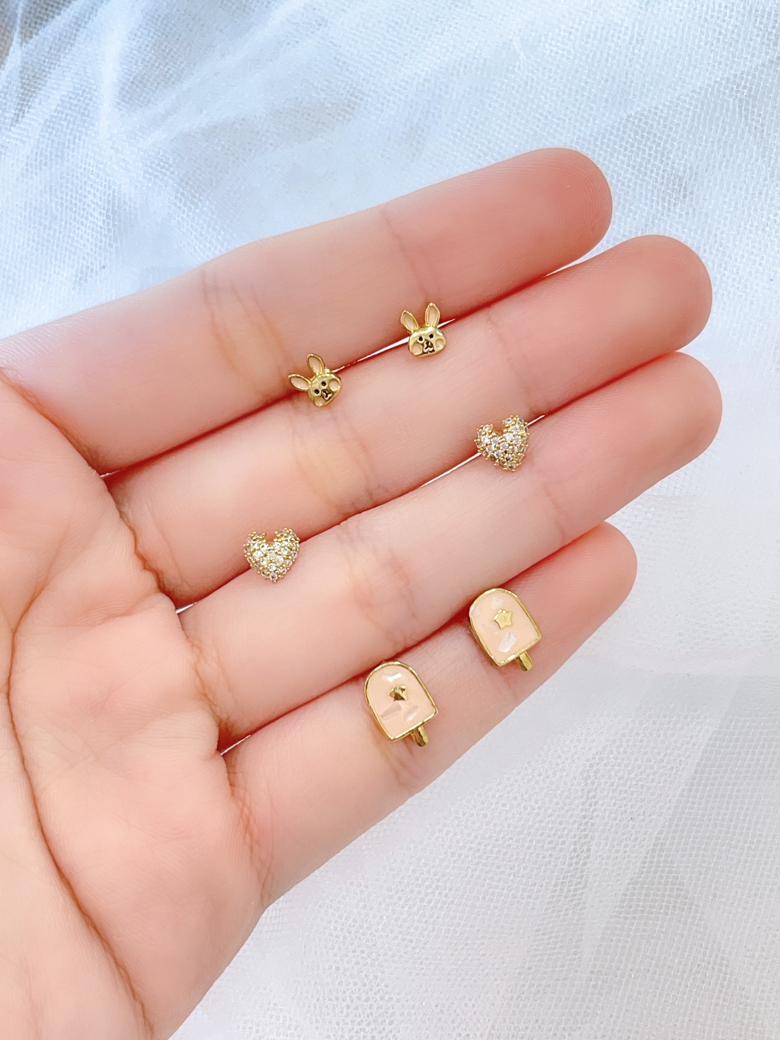 小兔子爱心耳环套装