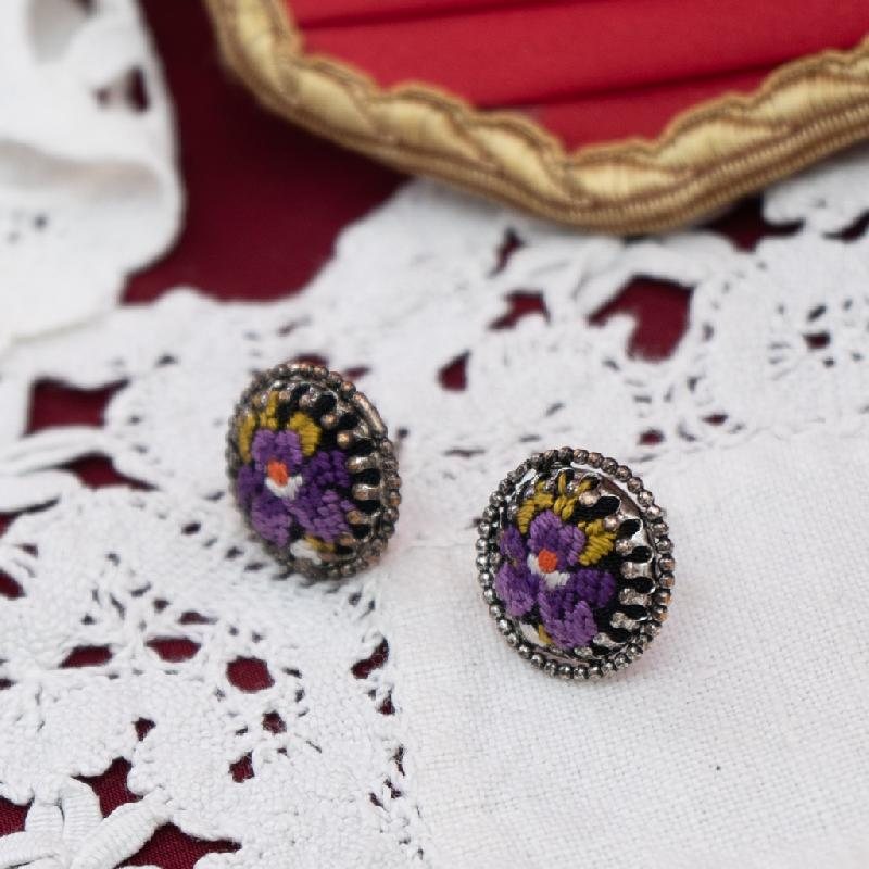 C.a. 1970s Austrian Needlepoint New Old Stock - Dainty Stud earrings(MT1977)