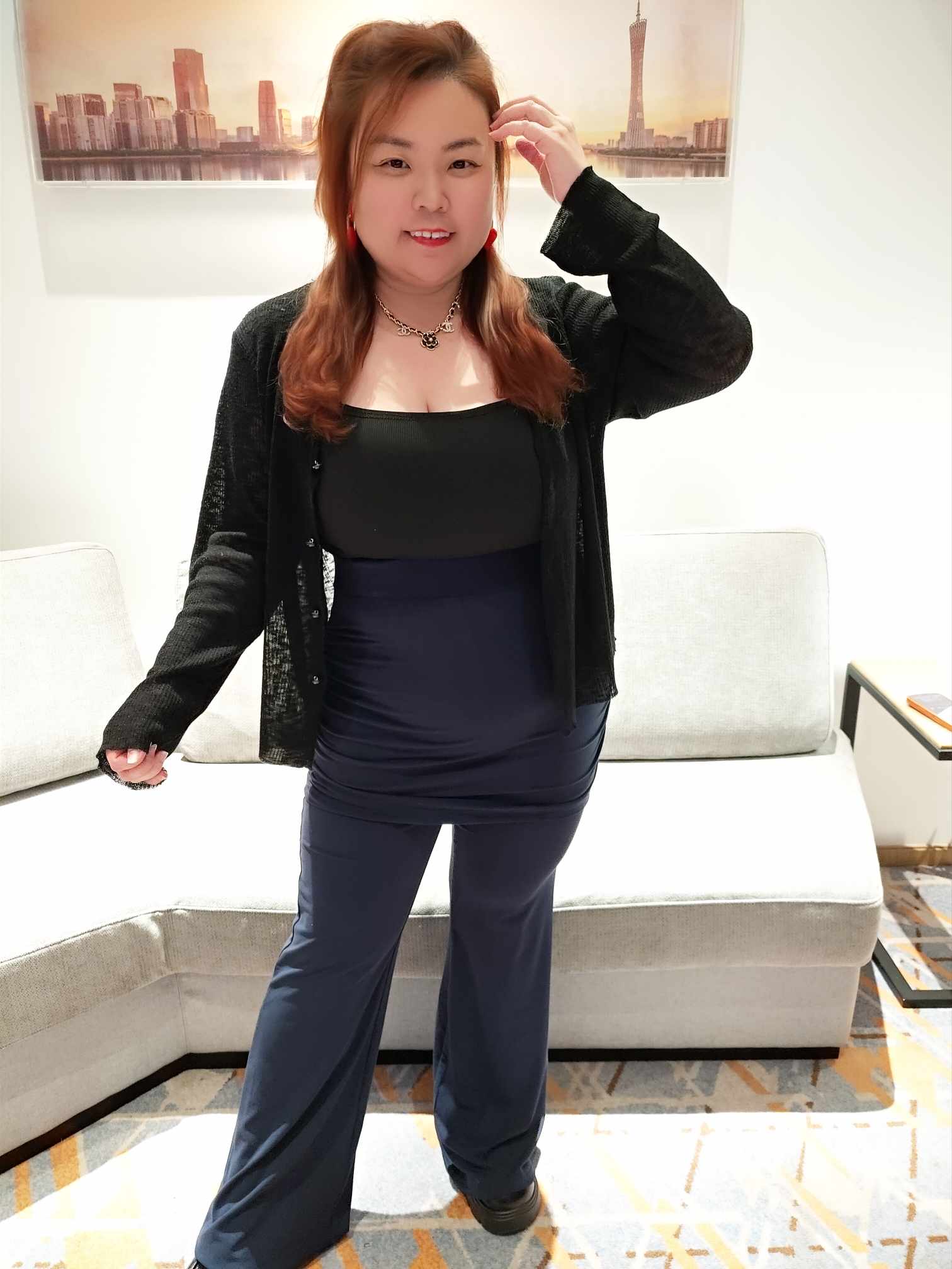 YCE09 109 巨显瘦收腹假两件式喇叭裤