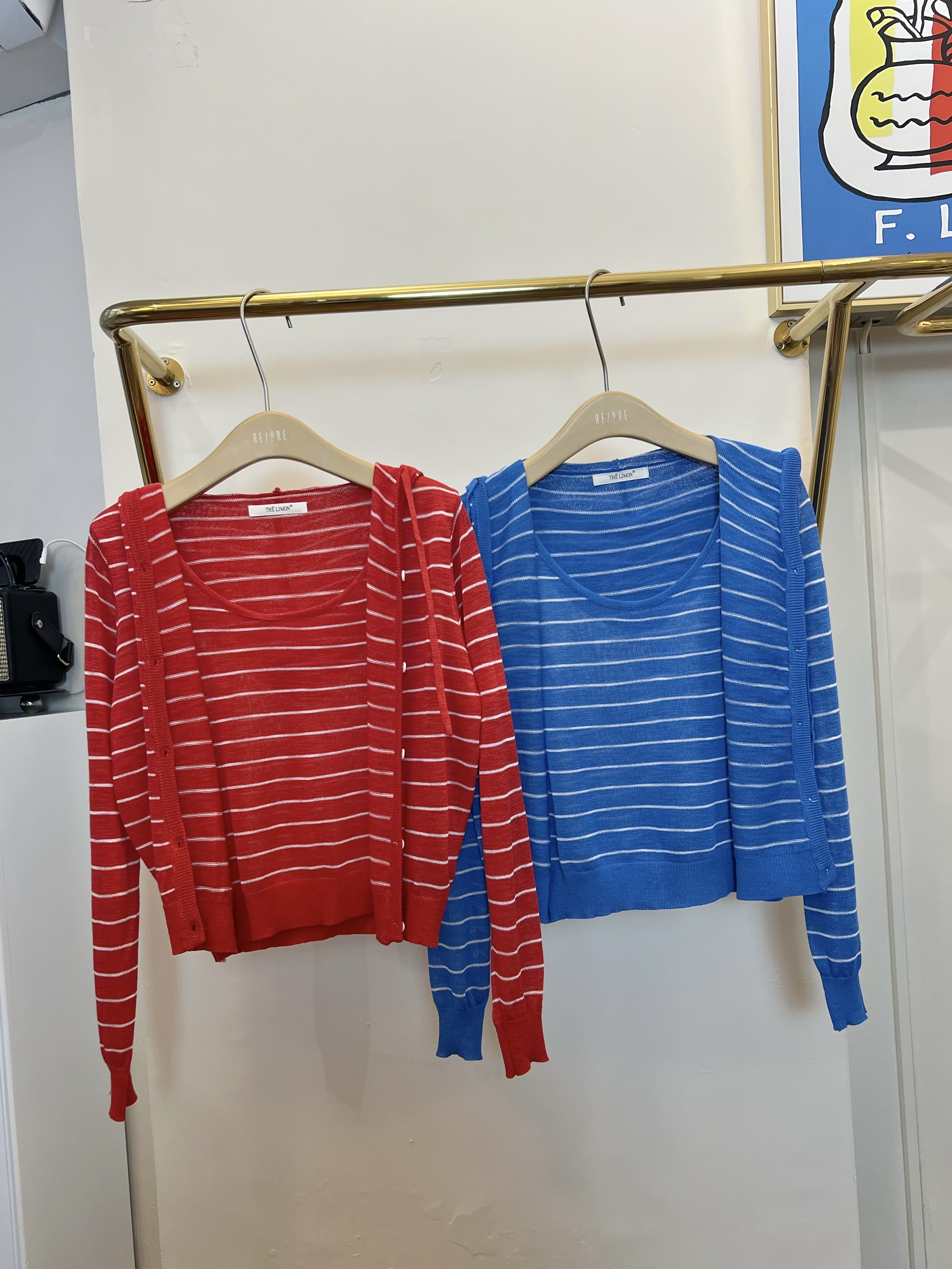 3色假2件線top 💙❤️🤍